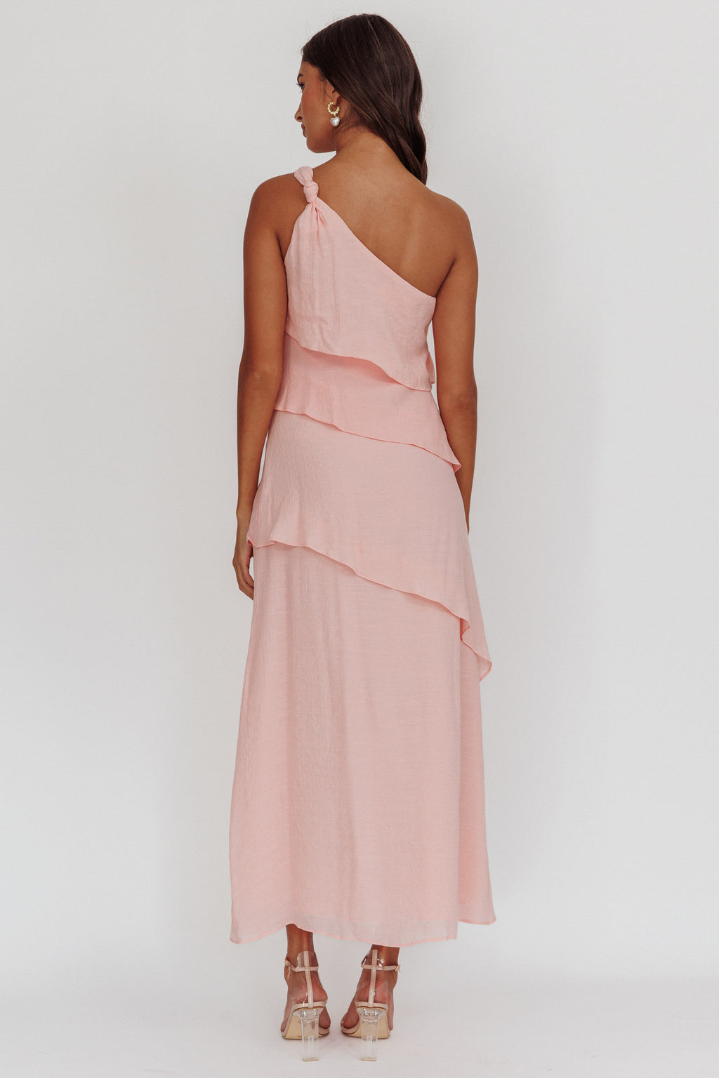 Delwyn One-Shoulder Maxi Dress Baby Pink by Selfie Leslie Australia