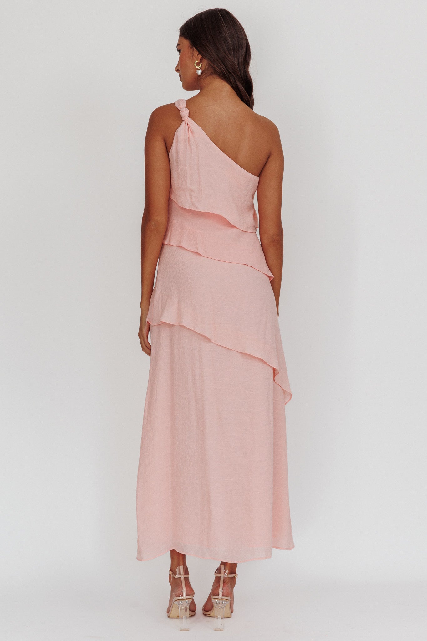Delwyn One-Shoulder Maxi Dress Baby Pink by Selfie Leslie Australia