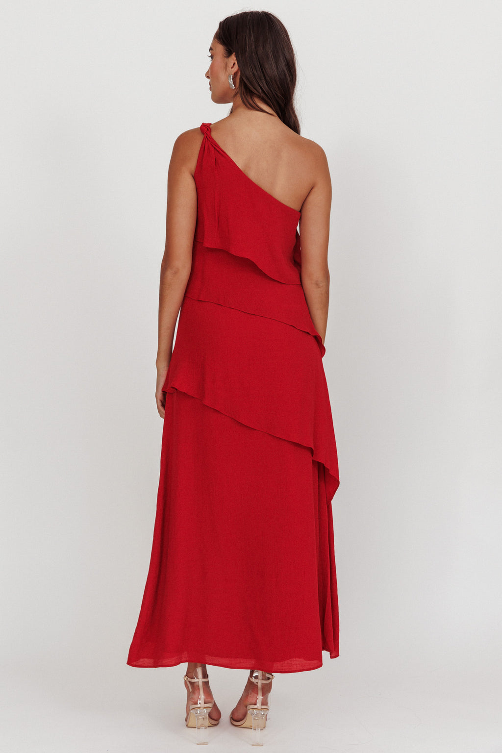 Delwyn One-Shoulder Maxi Dress Red by Selfie Leslie Australia