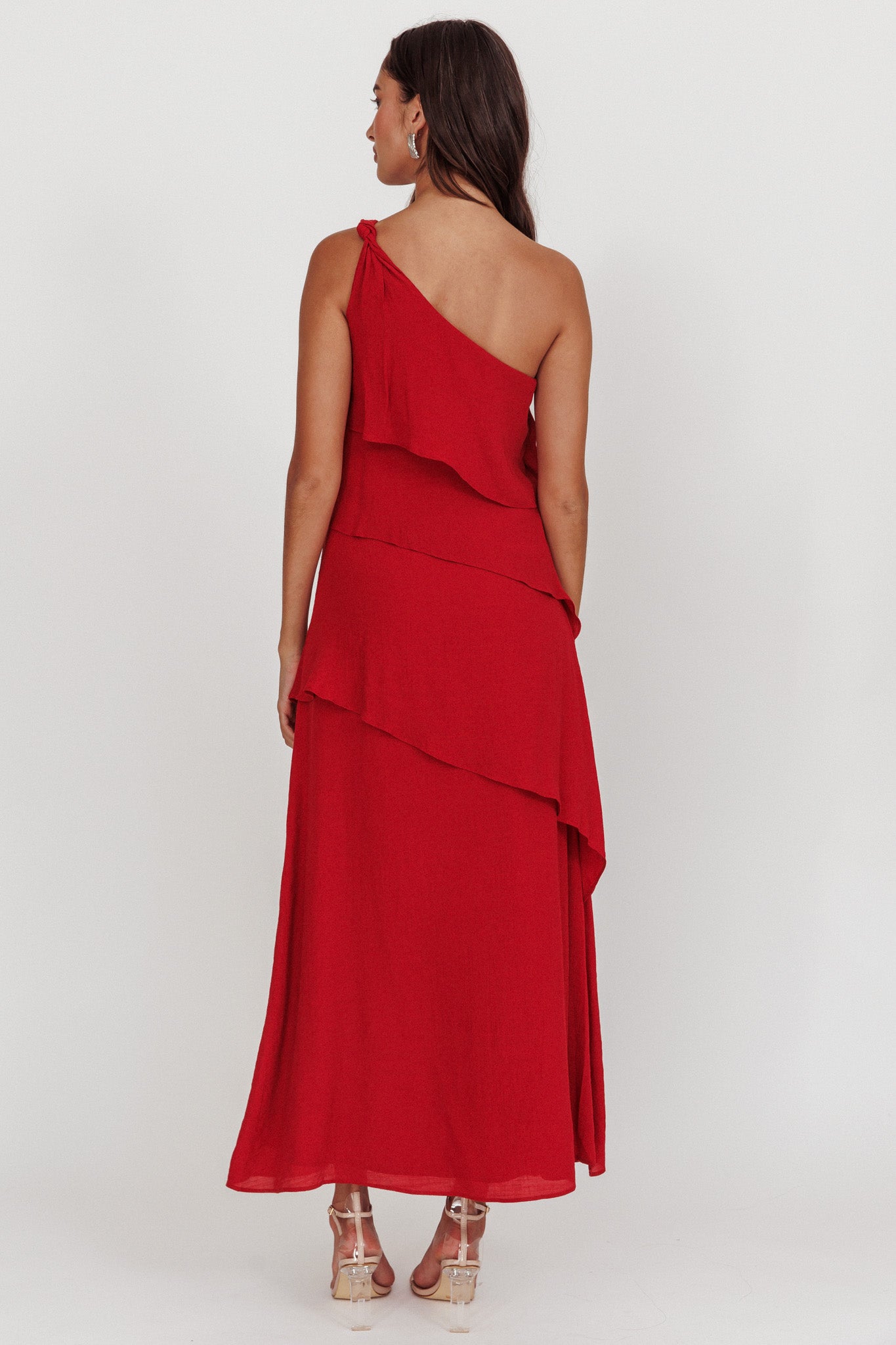 Delwyn One-Shoulder Maxi Dress Red by Selfie Leslie Australia