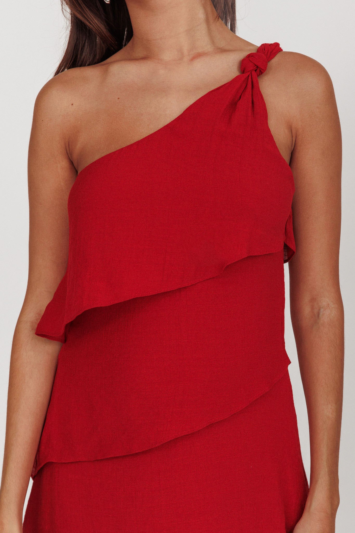 Delwyn One-Shoulder Maxi Dress Red by Selfie Leslie Australia
