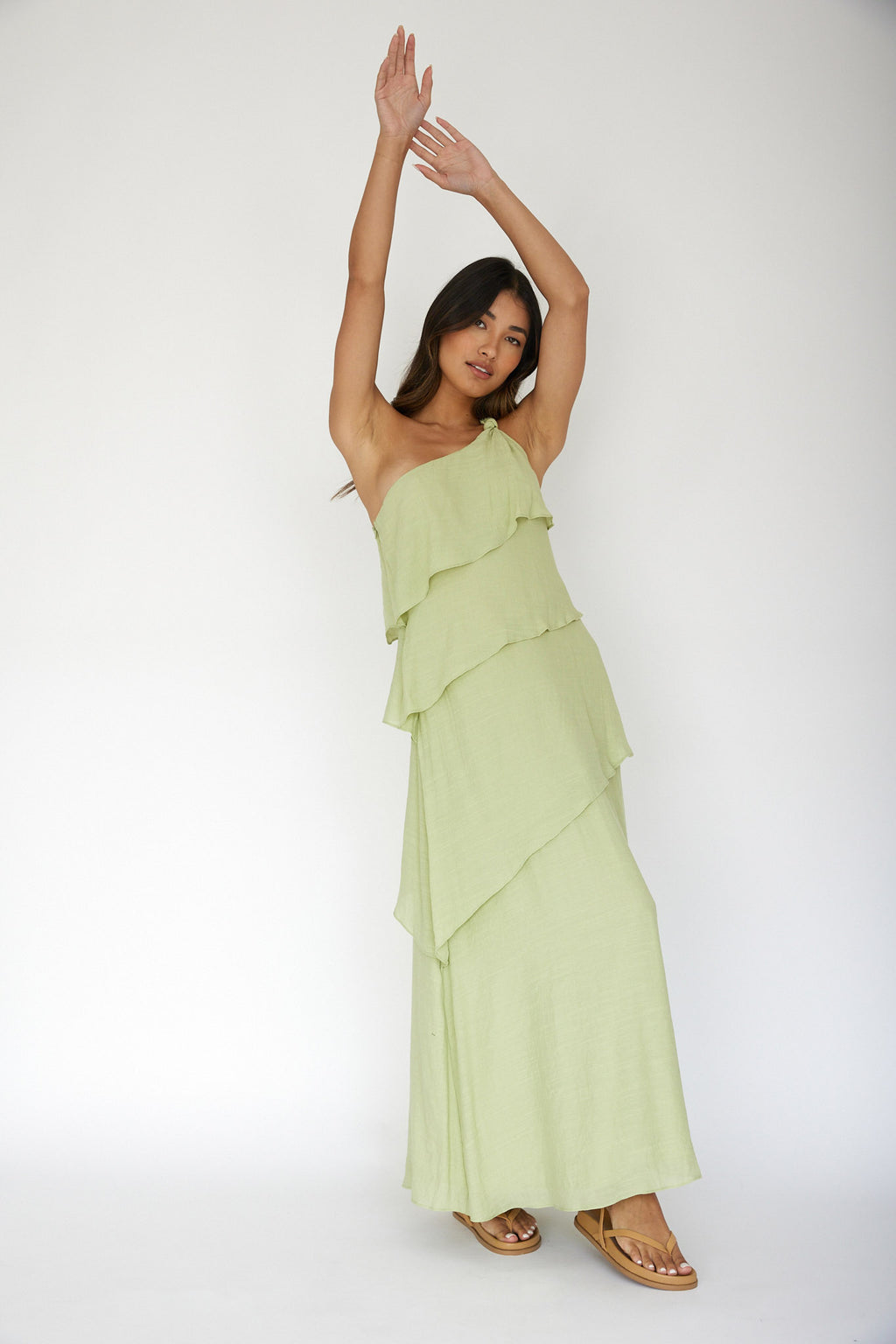Delwyn One-Shoulder Maxi Dress Sage by Selfie Leslie Australia
