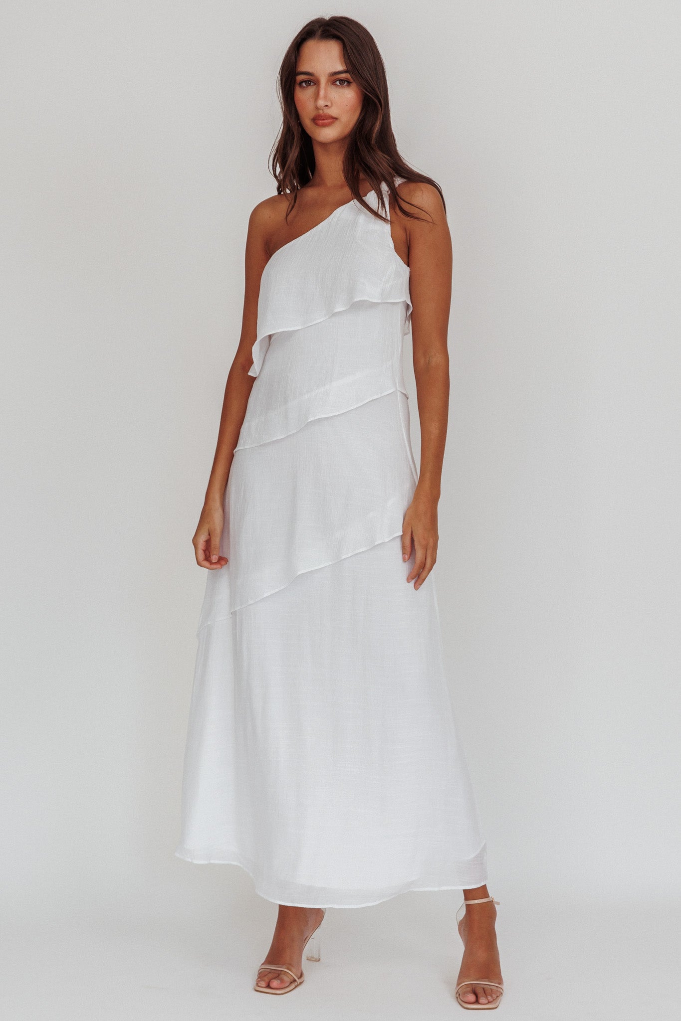 Delwyn One-Shoulder Maxi Dress White by Selfie Leslie Australia