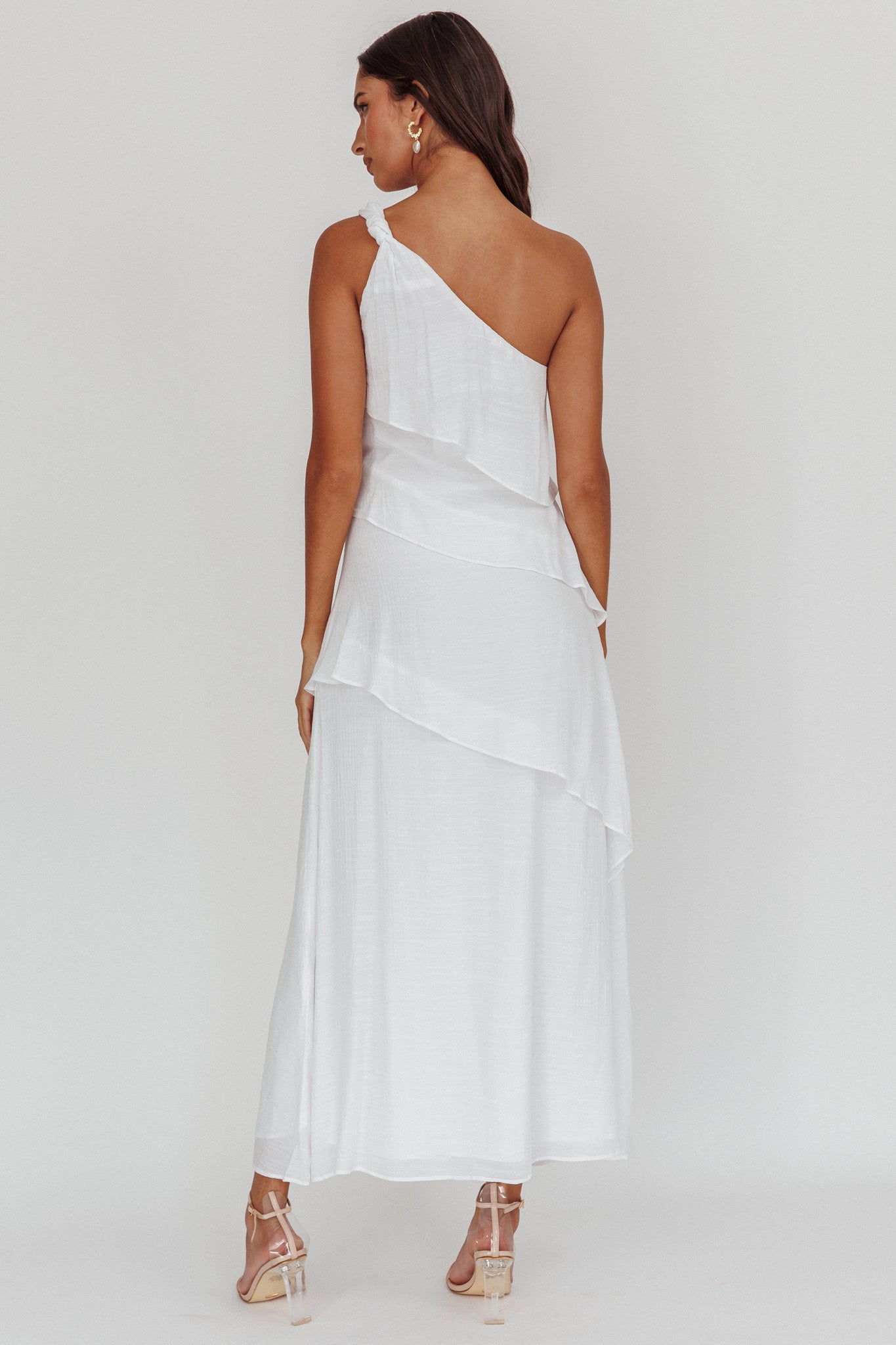 Delwyn One-Shoulder Maxi Dress White by Selfie Leslie Australia