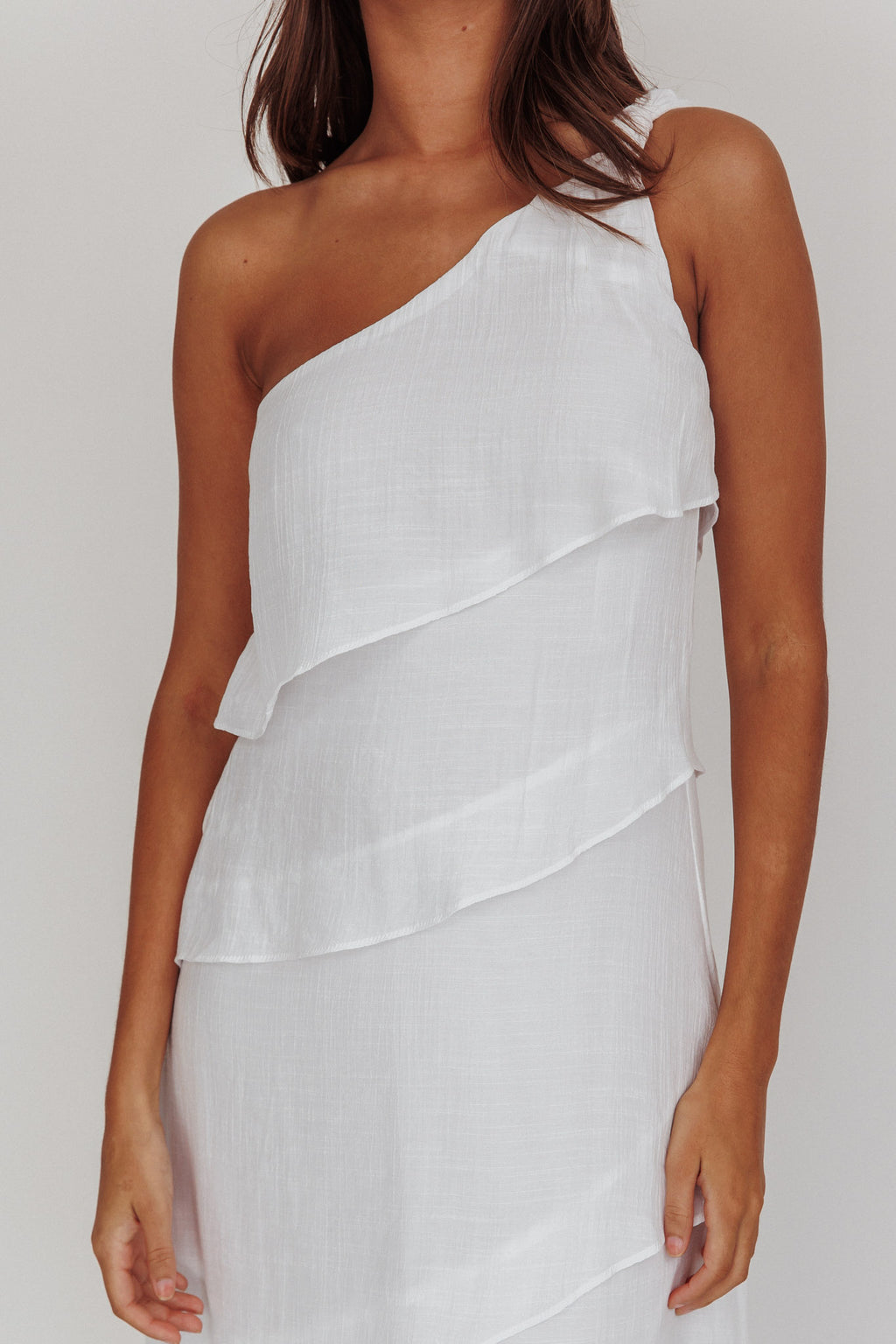 Delwyn One-Shoulder Maxi Dress White by Selfie Leslie Australia