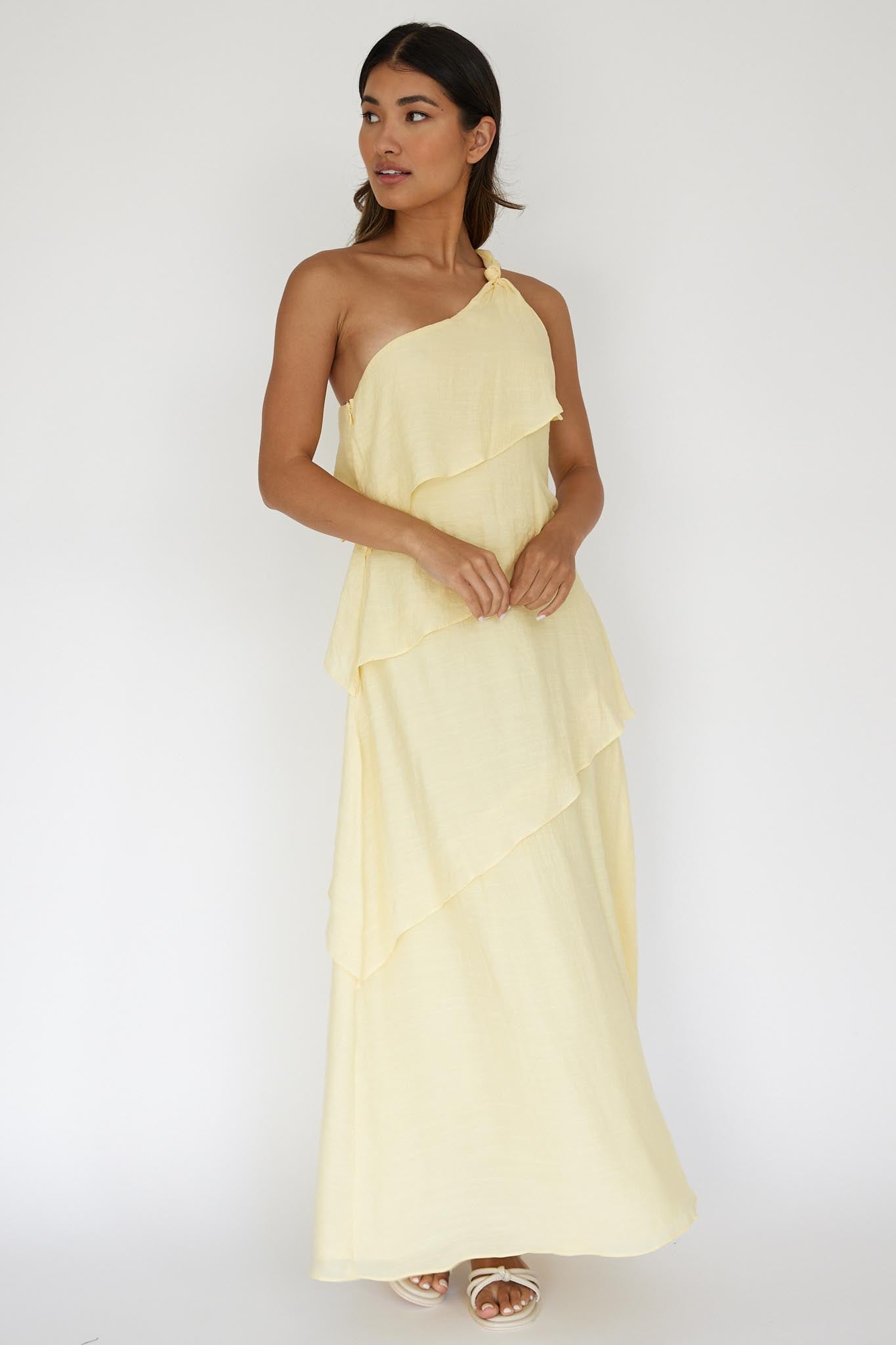Delwyn One-Shoulder Maxi Dress Yellow by Selfie Leslie Australia