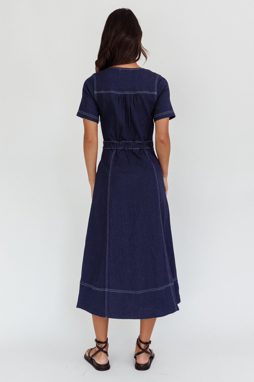 Aspen Love Front Pocket Midi Dress Indigo by Selfie Leslie Australia
