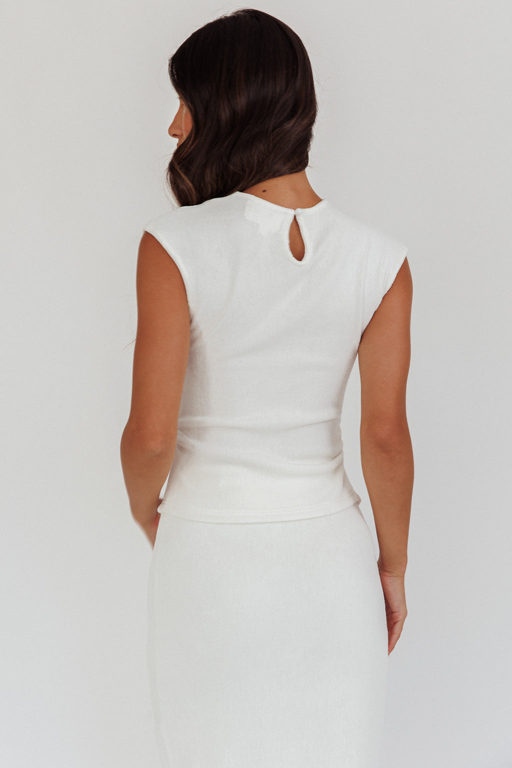 Calculated Cap Sleeve Ribbed Knit Top White by Selfie Leslie Australia