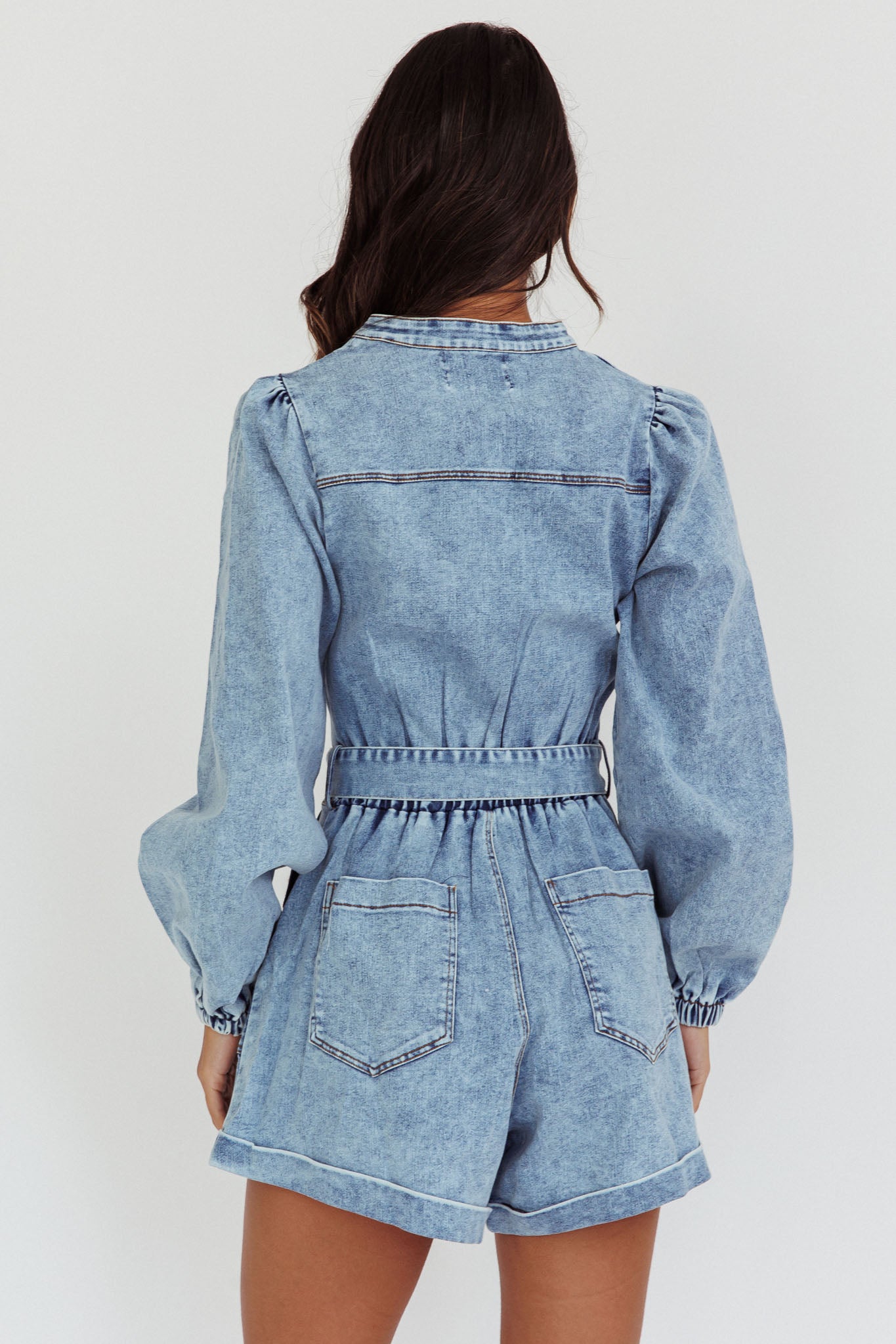 Real World Zip Front Romper Denim Blue by Selfie Leslie Australia
