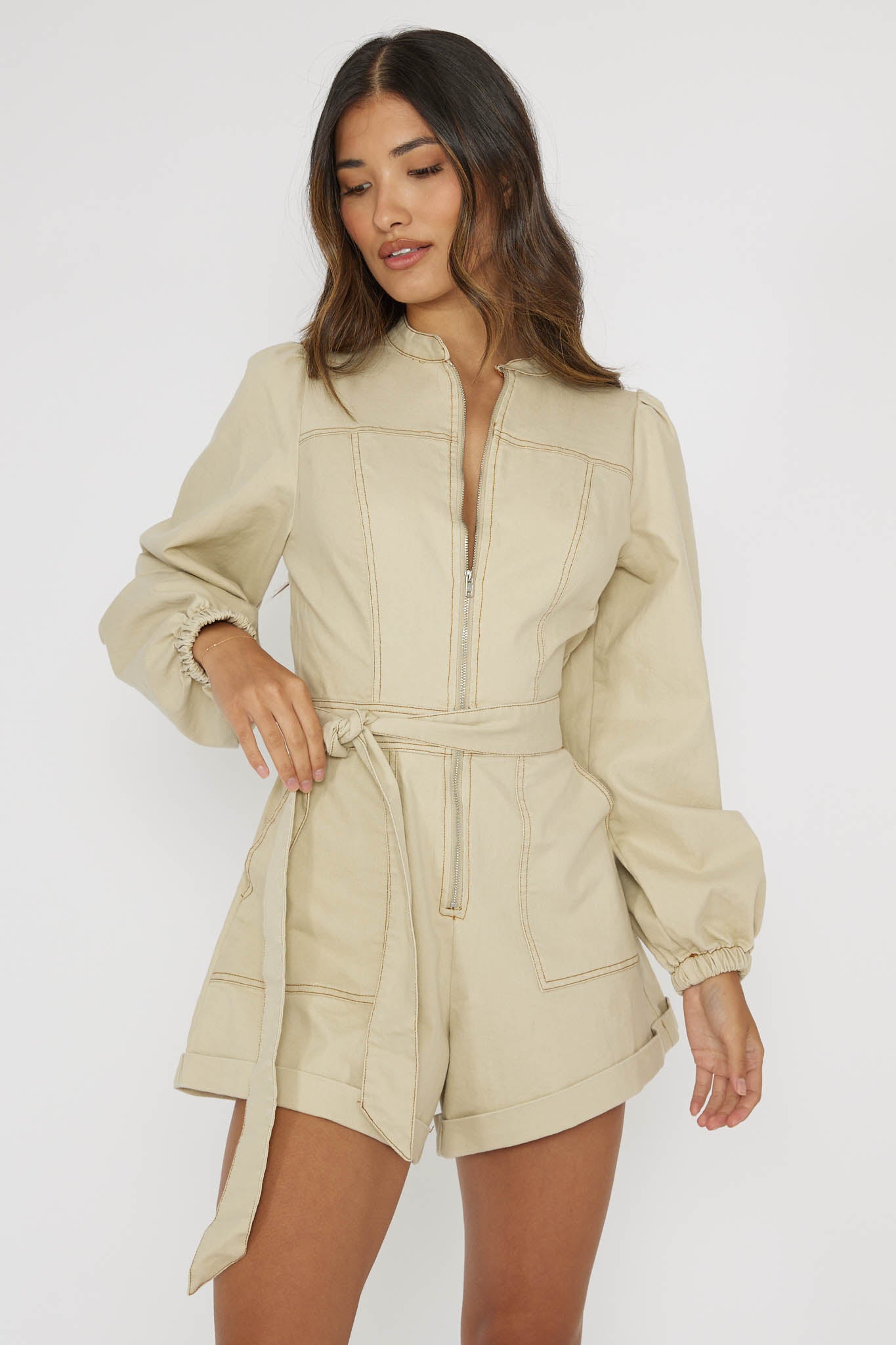 Real World Zip Front Romper Butter by Selfie Leslie Australia