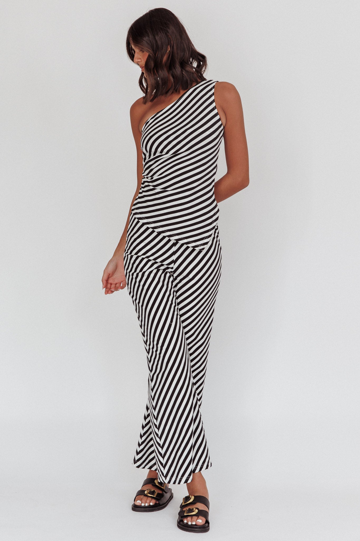 Golden Beach Wide Leg Pants Stripe Black by Selfie Leslie Australia