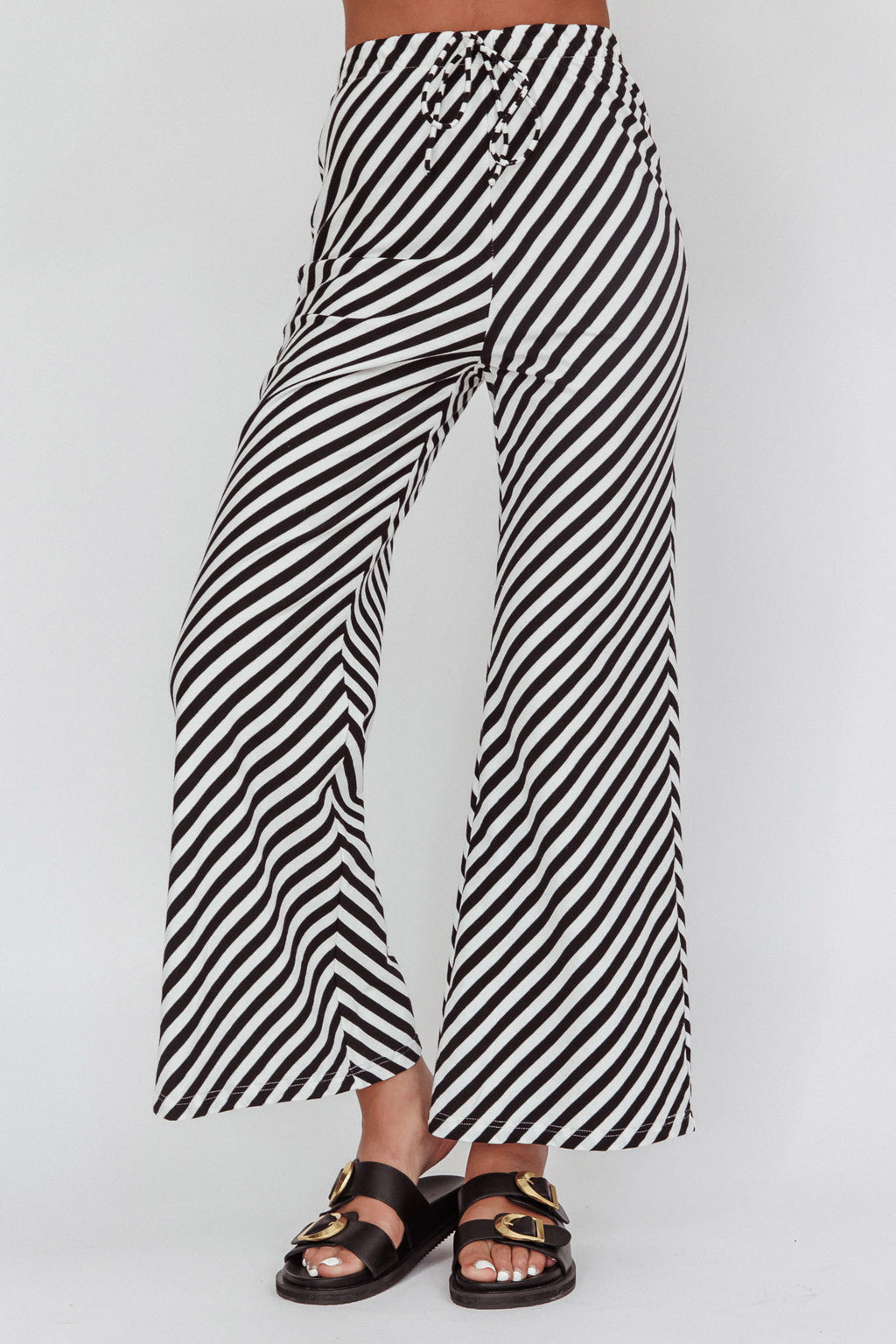 Golden Beach Wide Leg Pants Stripe Black by Selfie Leslie Australia