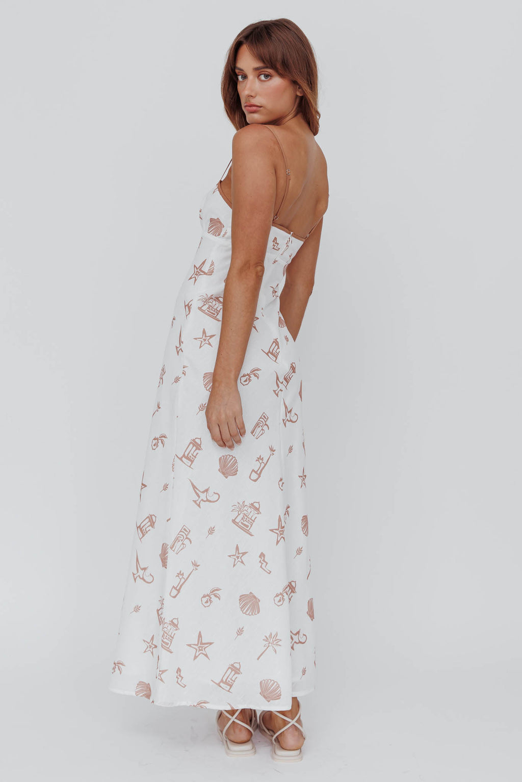 Roll With It Square Neckline Maxi Dress Beige by Selfie Leslie Australia