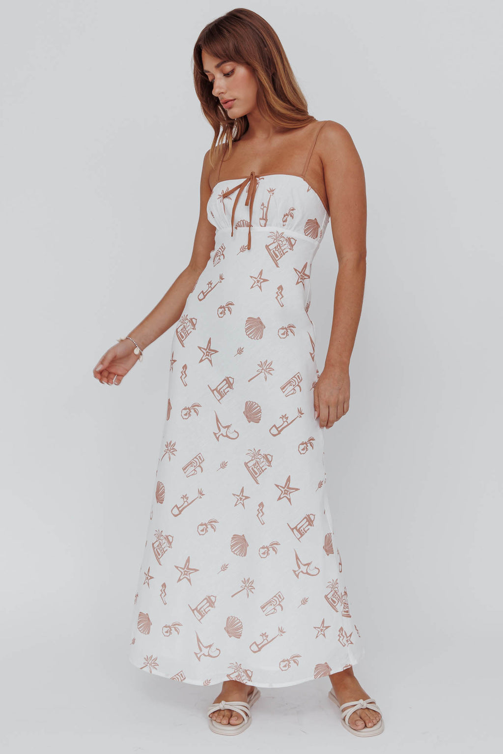 Roll With It Square Neckline Maxi Dress Beige by Selfie Leslie Australia