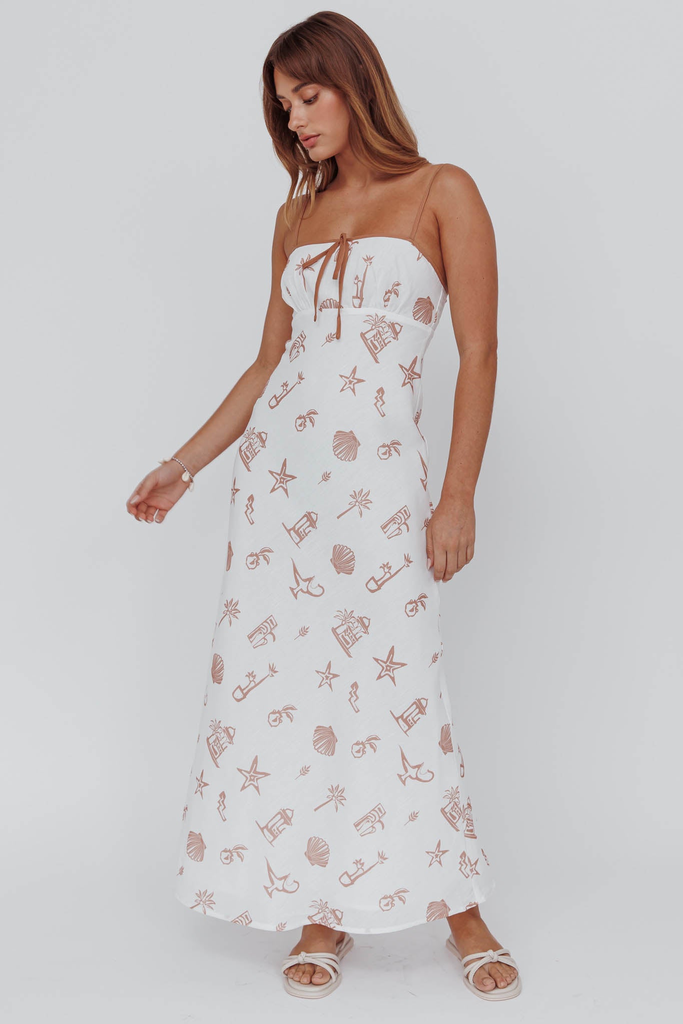 Roll With It Square Neckline Maxi Dress Beige by Selfie Leslie Australia