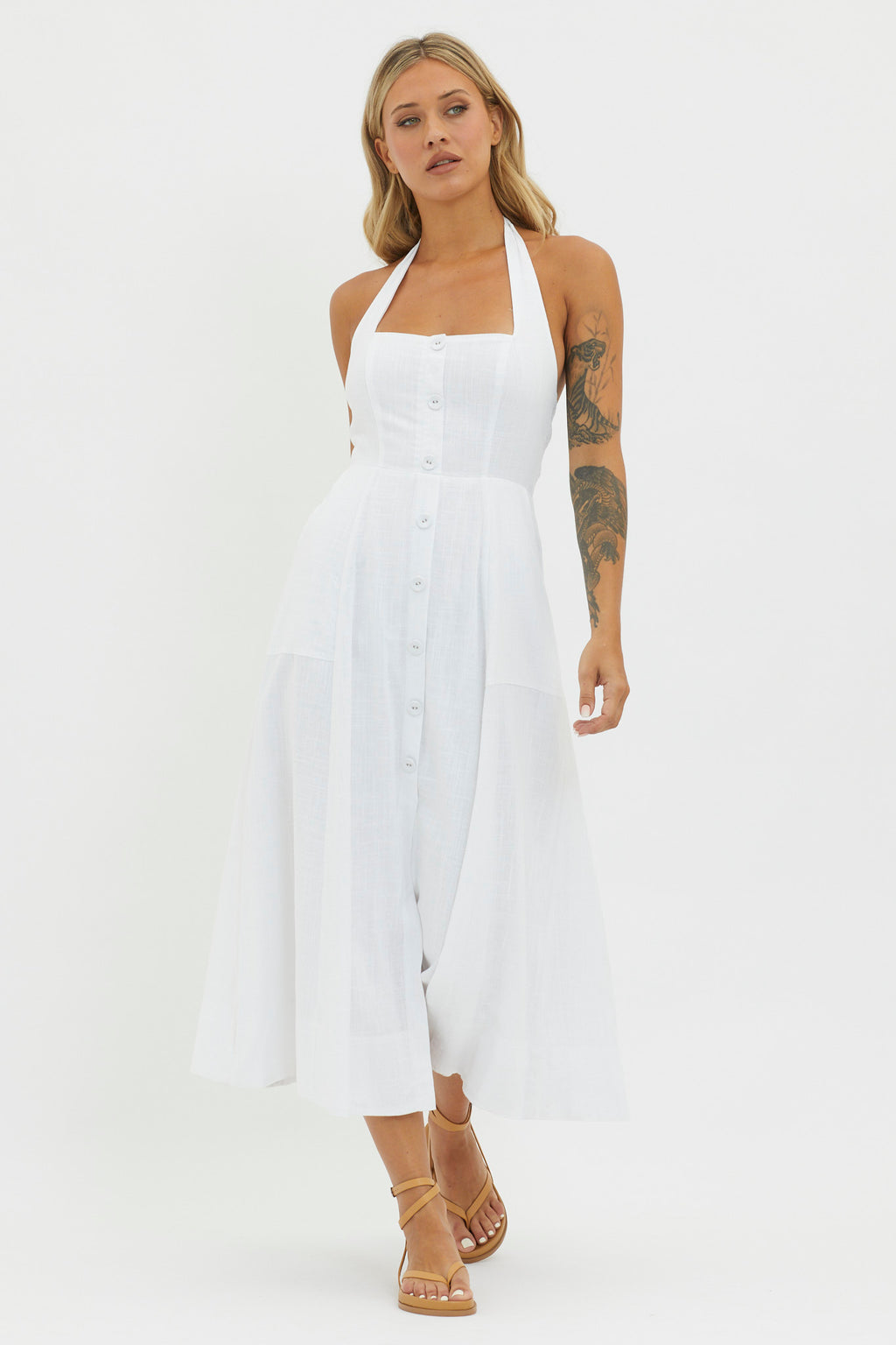 Marybeth Halterneck Midi Dress White by Selfie Leslie Australia