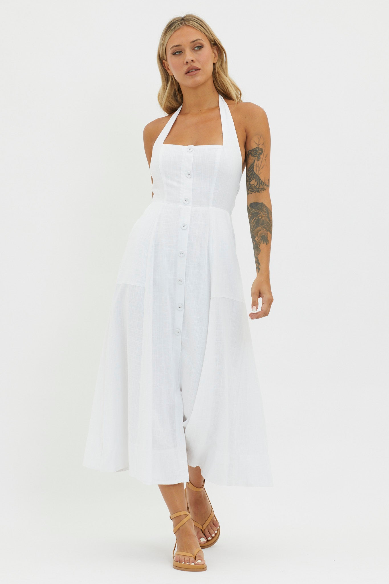 Marybeth Halterneck Midi Dress White by Selfie Leslie Australia