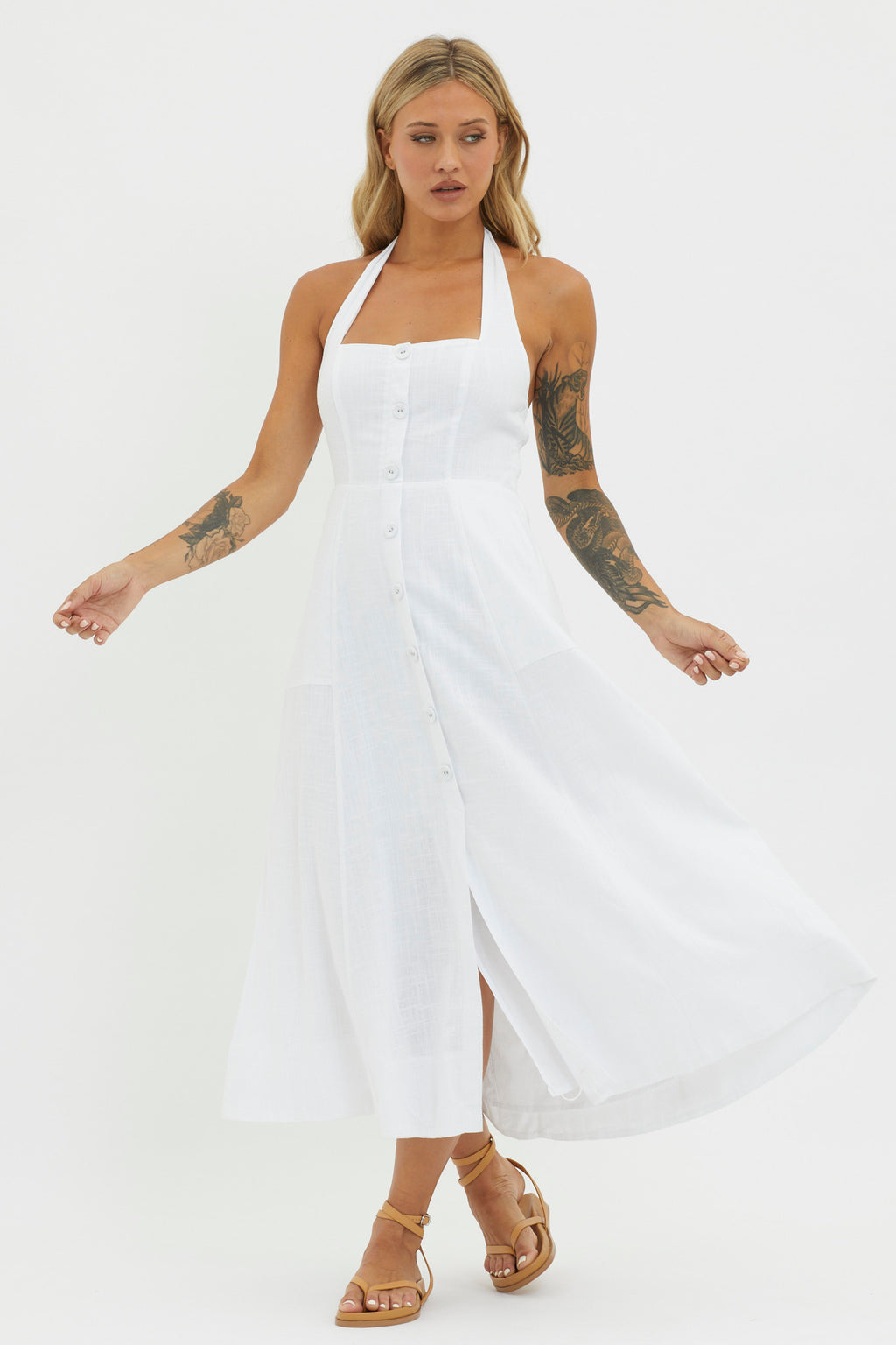 Marybeth Halterneck Midi Dress White by Selfie Leslie Australia