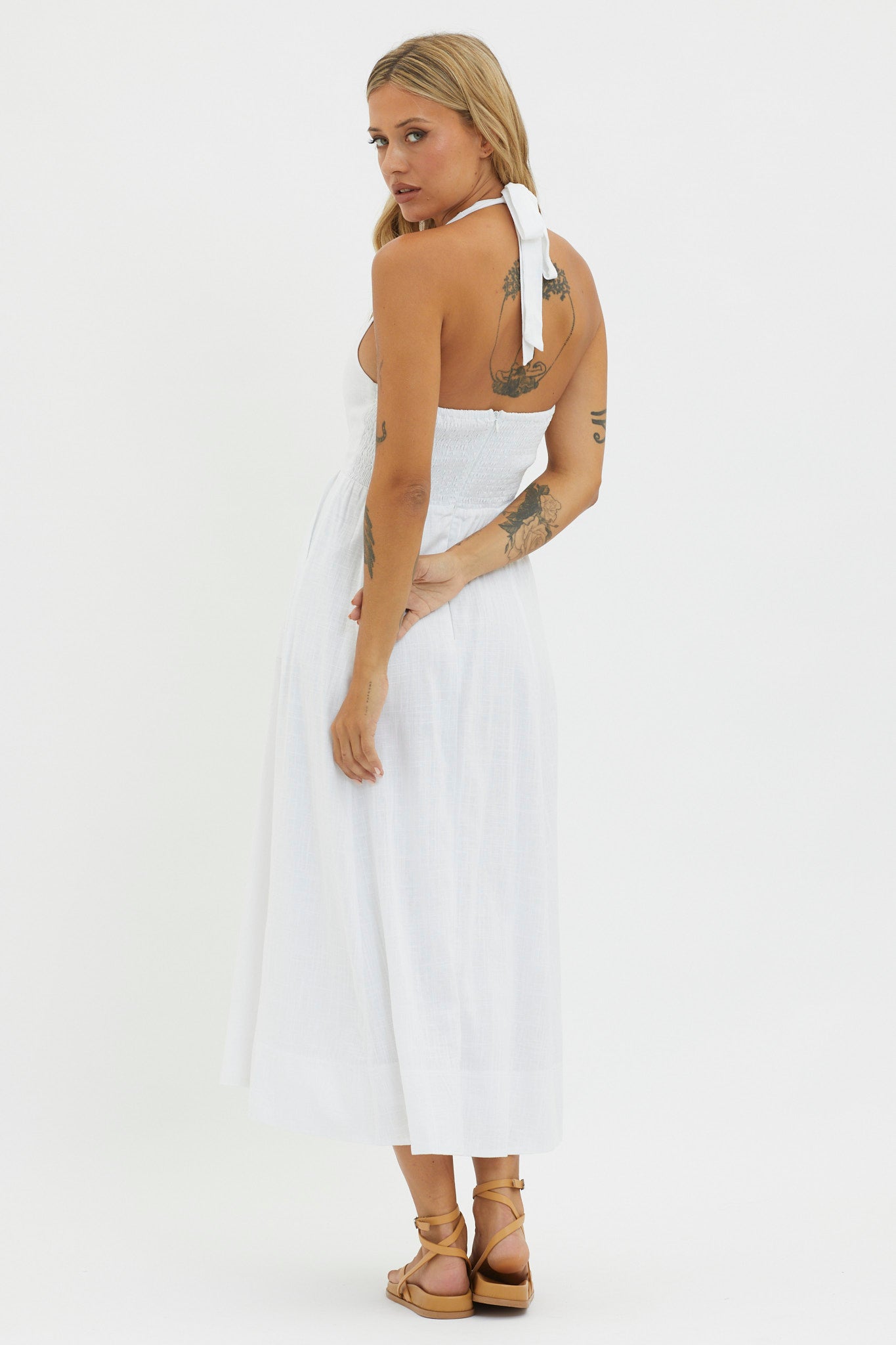 Marybeth Halterneck Midi Dress White by Selfie Leslie Australia