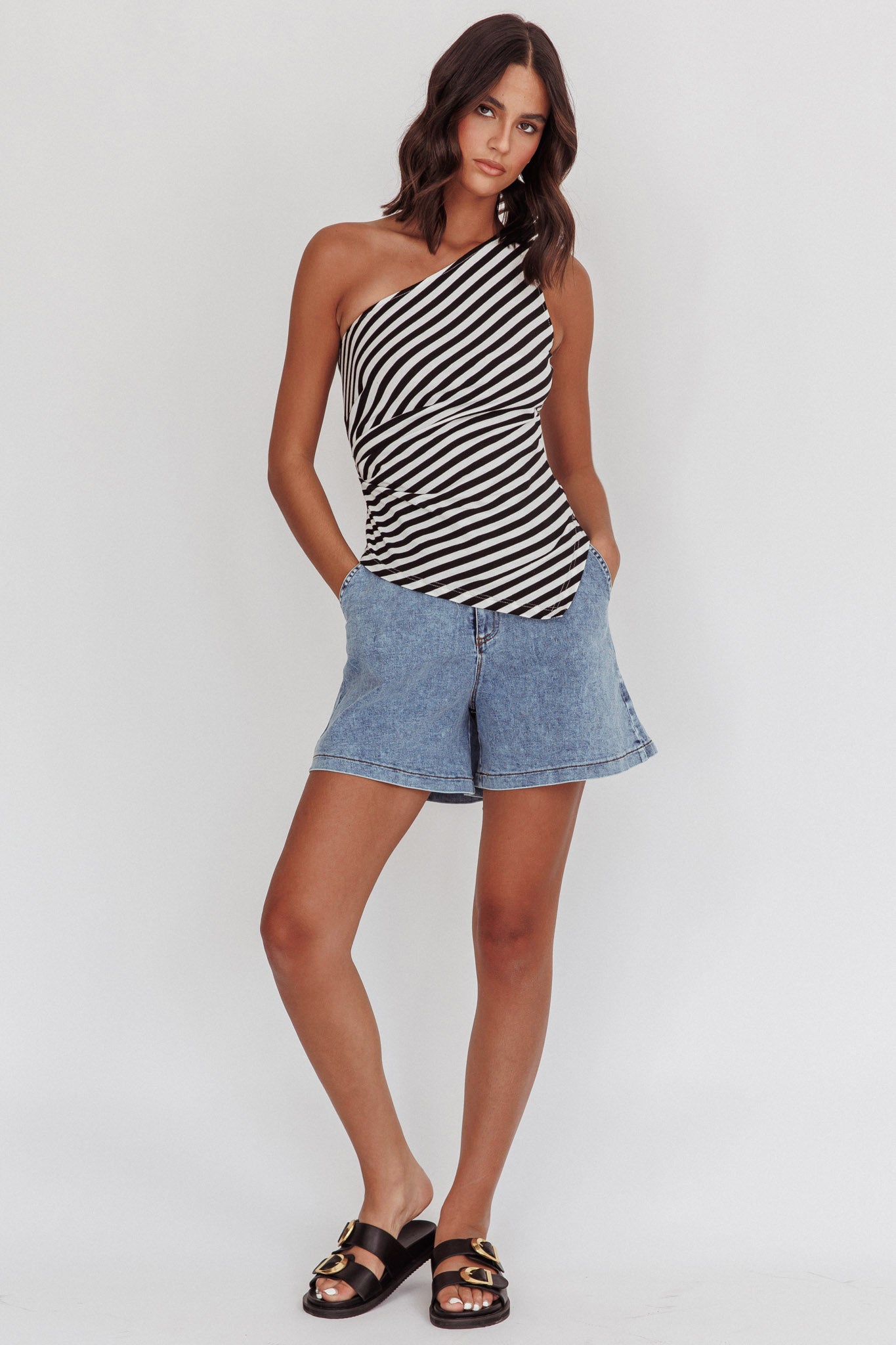 Ottawa Zipper Shorts Denim Blue by Selfie Leslie Australia
