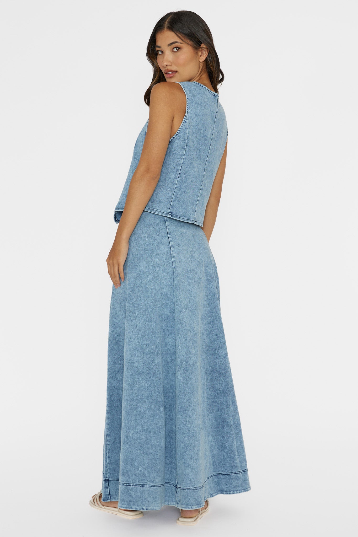 Rhythms A-Line Maxi Skirt Denim Blue by Selfie Leslie Australia