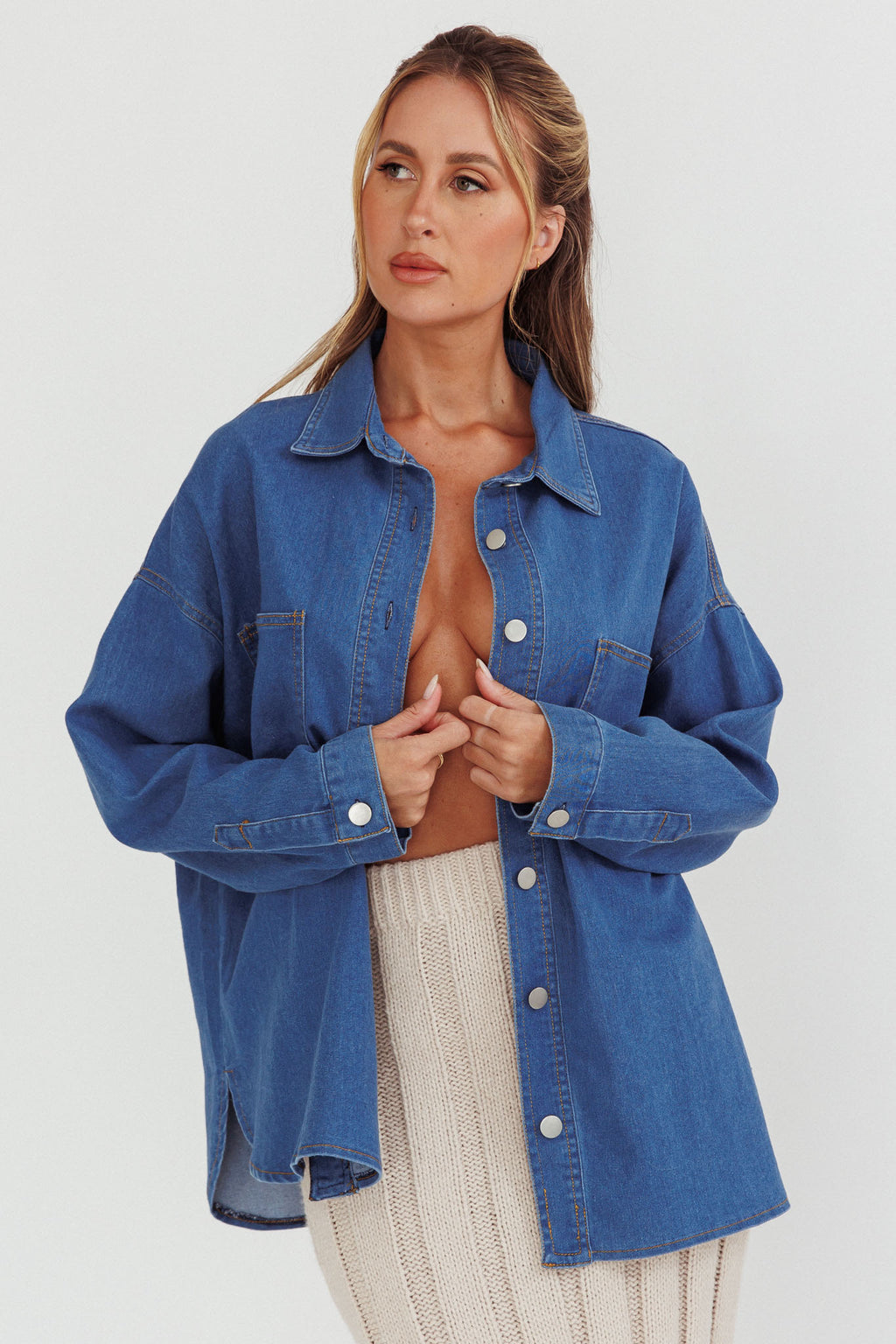 Lake Days Chest Pocket Shirt Indigo by Selfie Leslie Australia