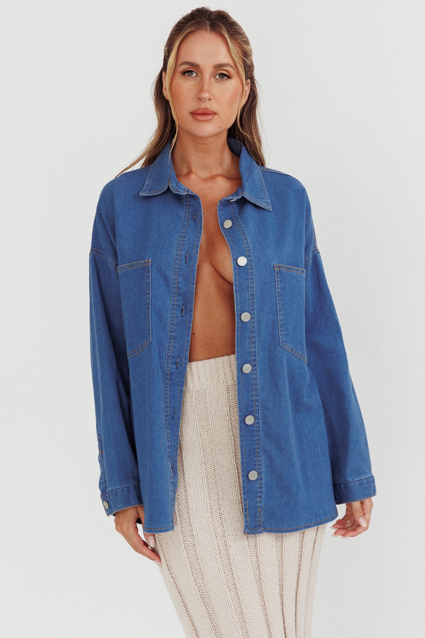 Lake Days Chest Pocket Shirt Indigo by Selfie Leslie Australia