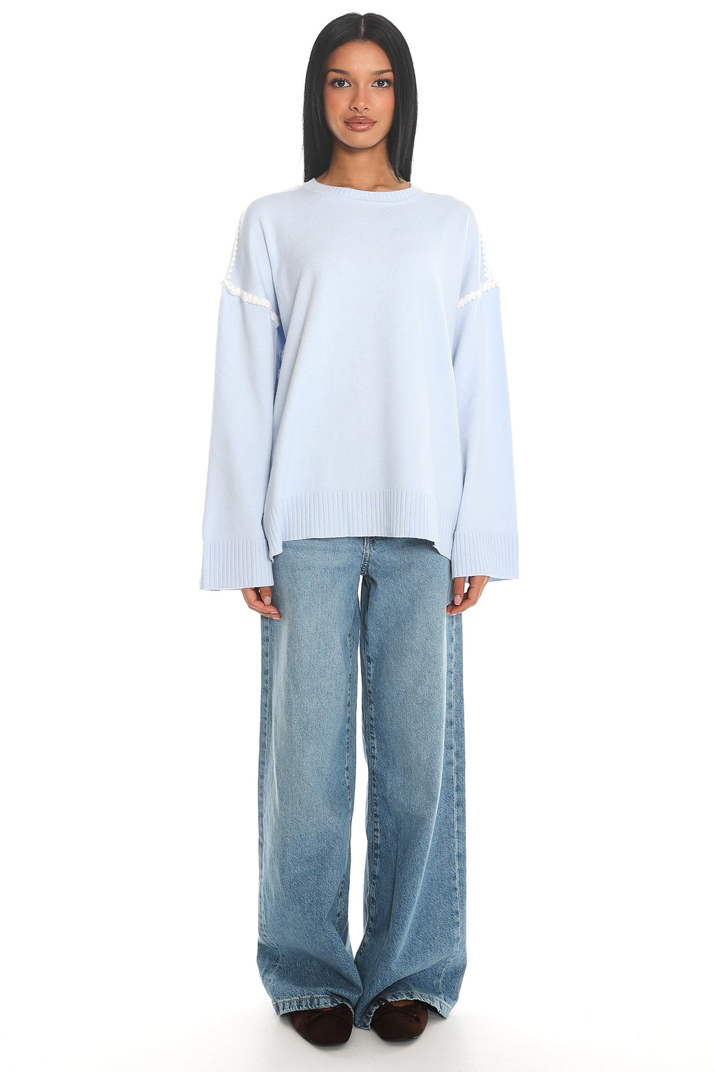 Guardian Contrast Knit Sweater Baby Blue
