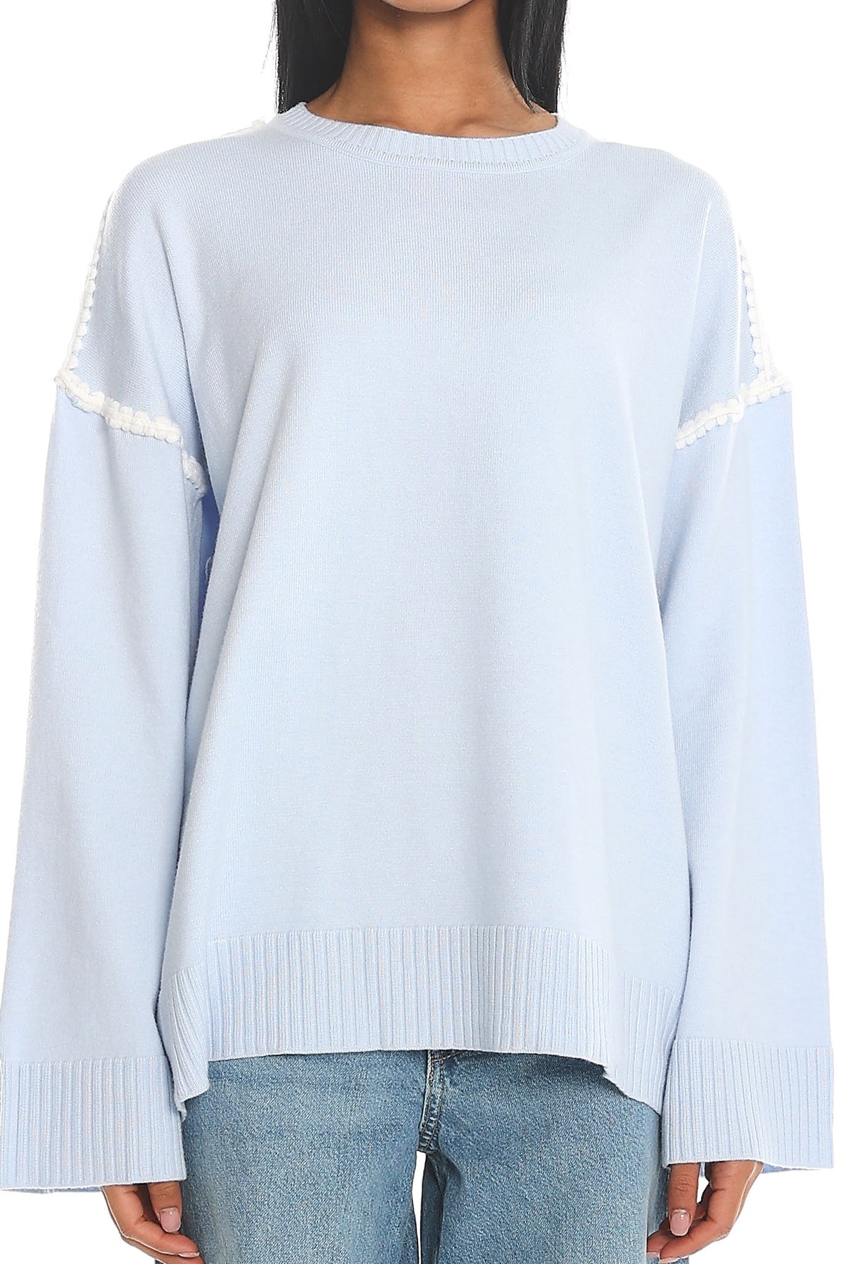 Guardian Contrast Knit Sweater Baby Blue