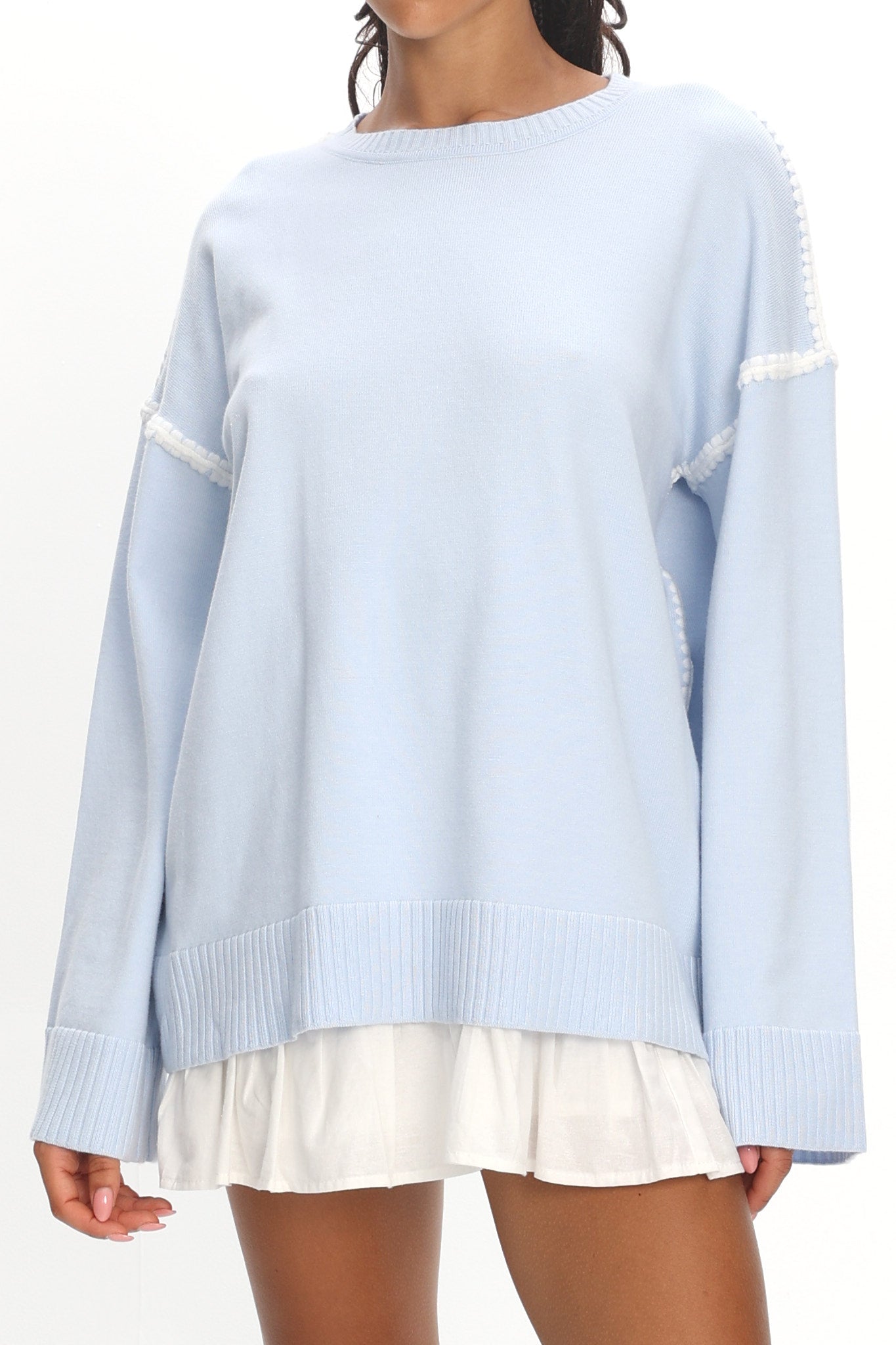 Guardian Contrast Knit Sweater Baby Blue