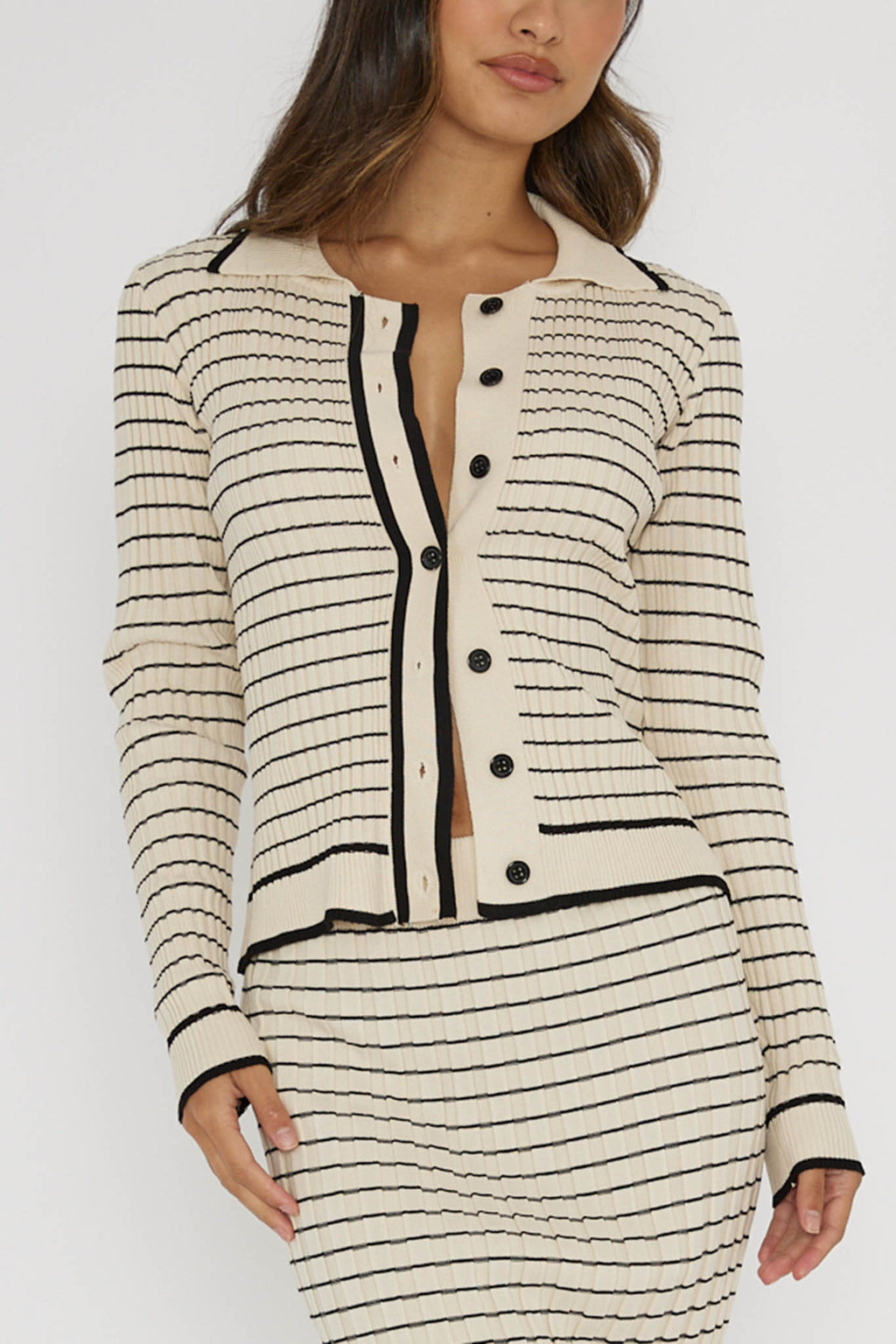Solar Flare Long Sleeve Top Stripe Oat by Selfie Leslie Australia