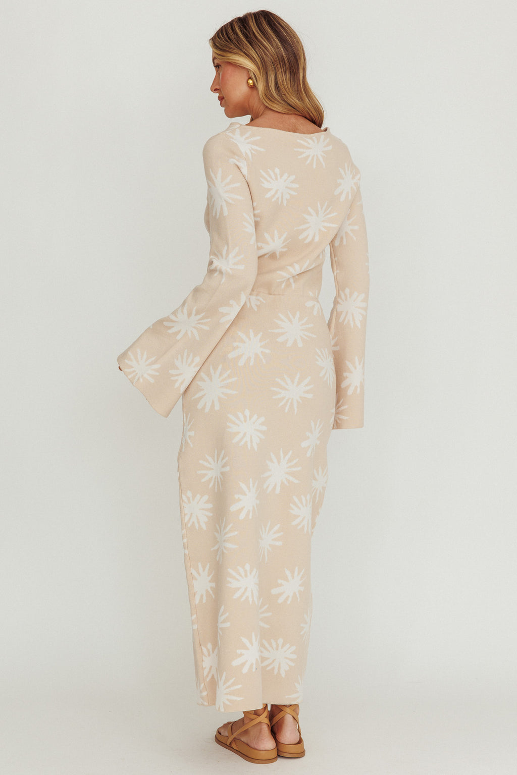 Orleans Star Print Knit Maxi Dress Sand by Selfie Leslie Australia