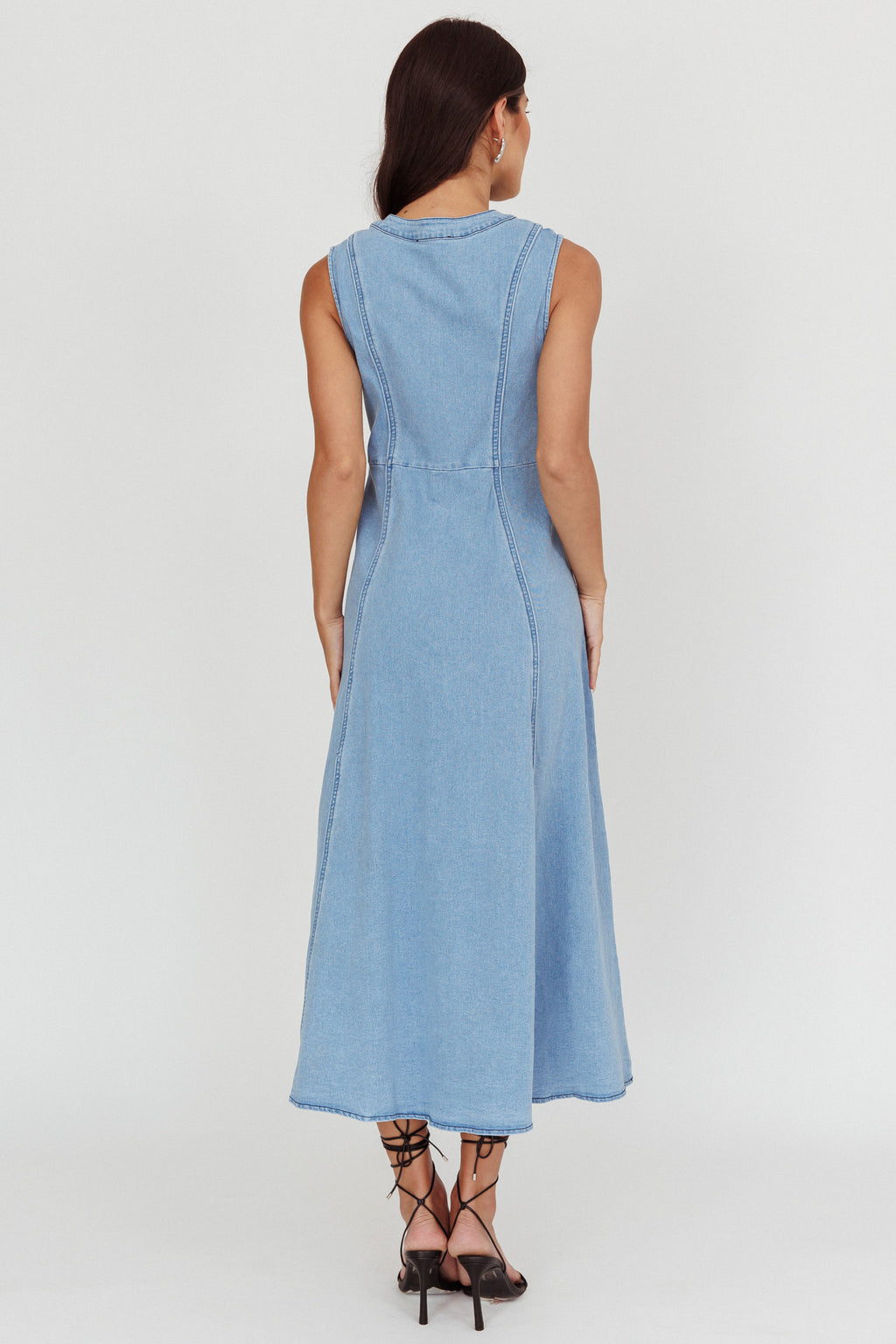 Passionate Flame Sleeveless A-line Midi Dress Denim Blue by Selfie Leslie Australia