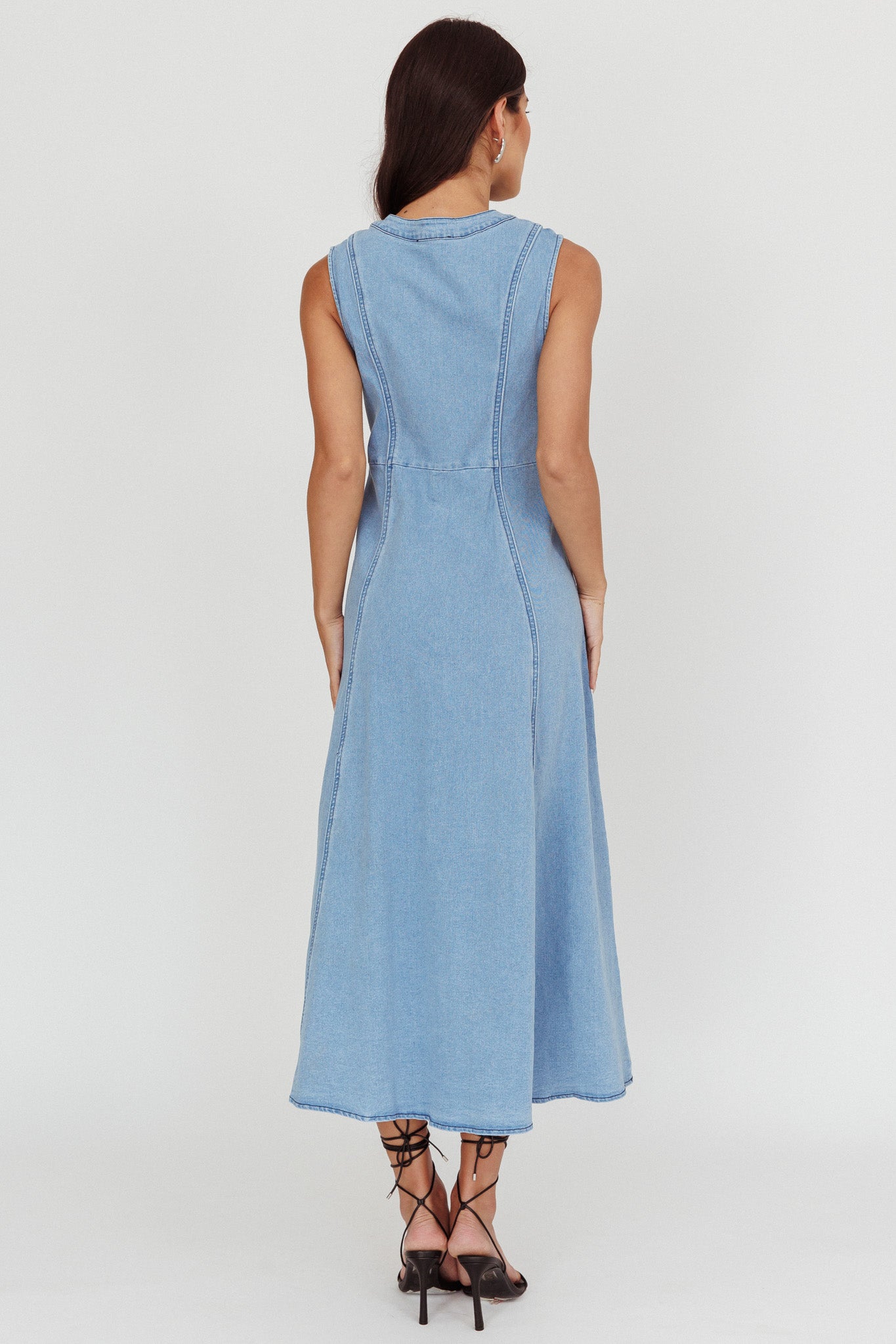 Passionate Flame Sleeveless A-line Midi Dress Denim Blue by Selfie Leslie Australia