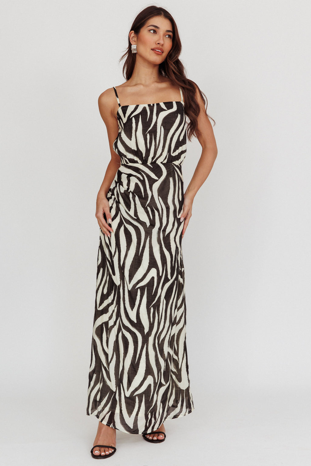 Pristine Zebra Print Maxi Dress Black by Selfie Leslie Australia