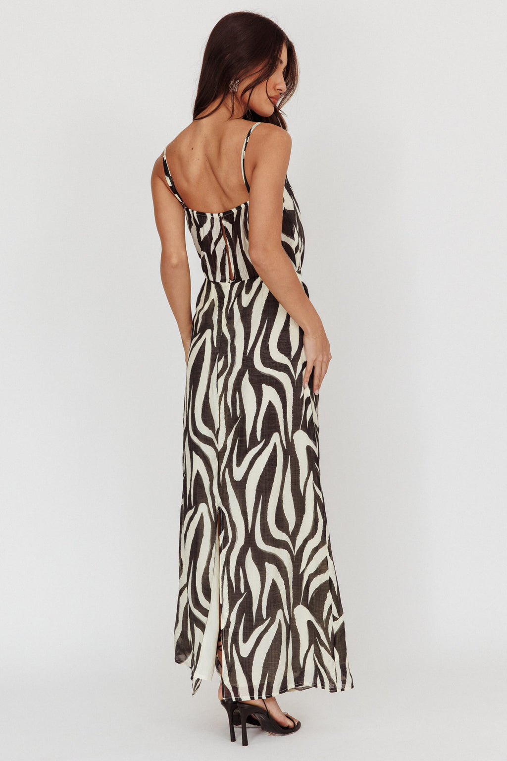 Pristine Zebra Print Maxi Dress Black by Selfie Leslie Australia