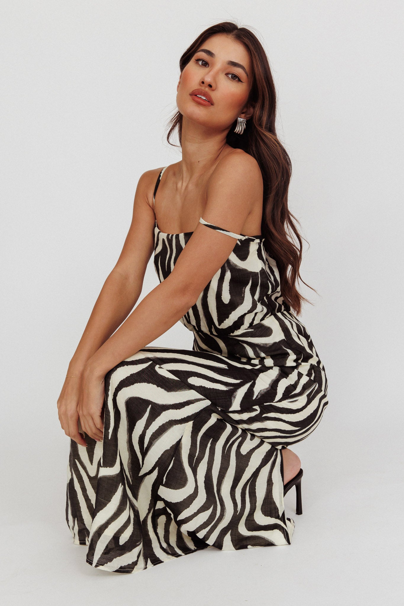 Pristine Zebra Print Maxi Dress Black by Selfie Leslie Australia