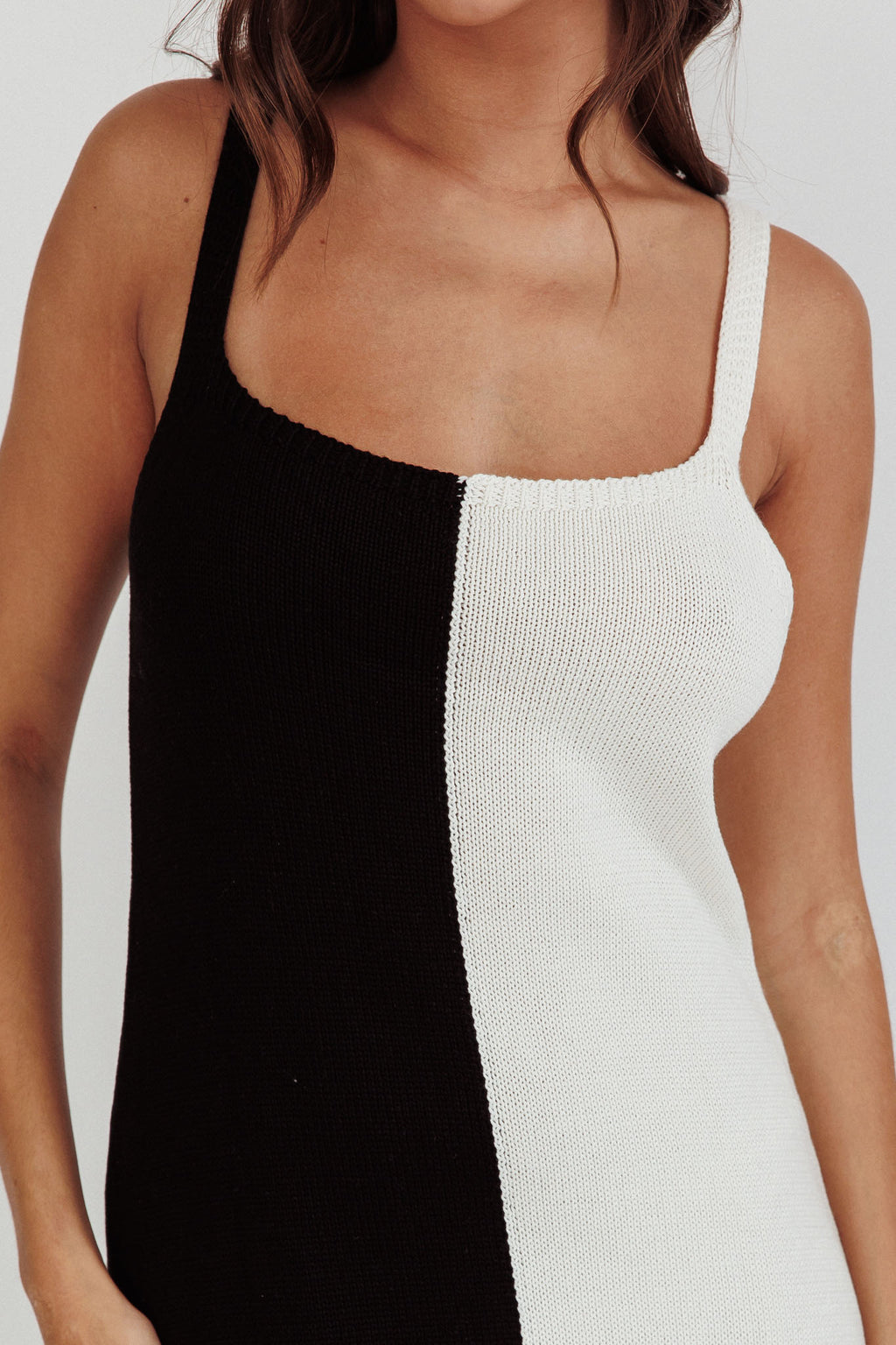 Sunday Fun Day Knit Maxi Dress Black Cream by Selfie Leslie Australia