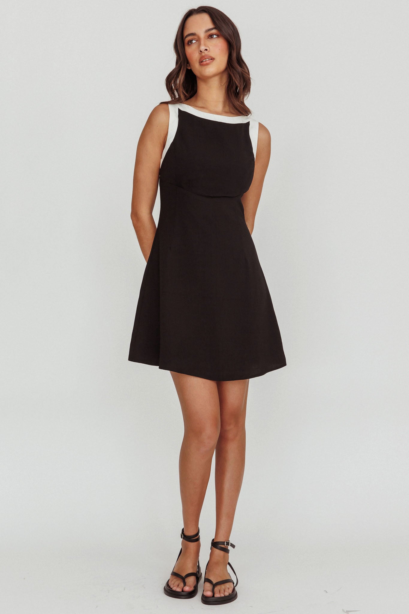 Loving Me Sleeveless A-line Mini Dress Black by Selfie Leslie Australia