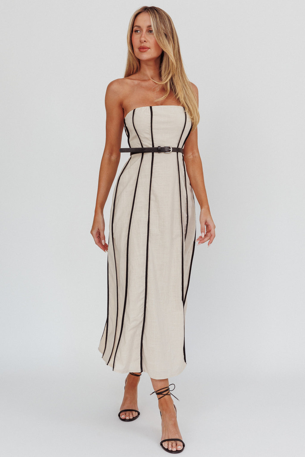 Azalea Sleeveless A-Line Midi Dress Sand by Selfie Leslie Australia