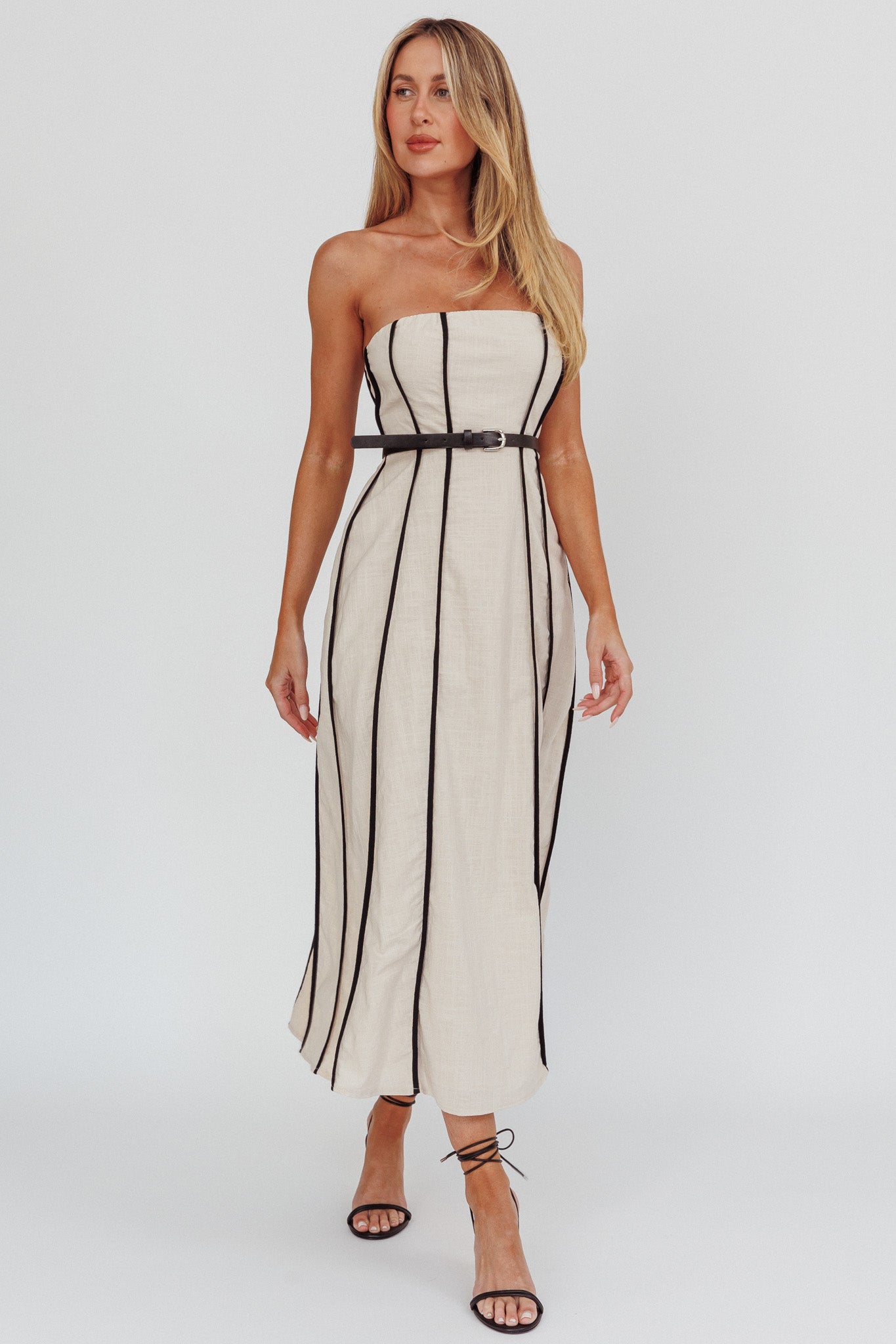 Azalea Sleeveless A-Line Midi Dress Sand by Selfie Leslie Australia