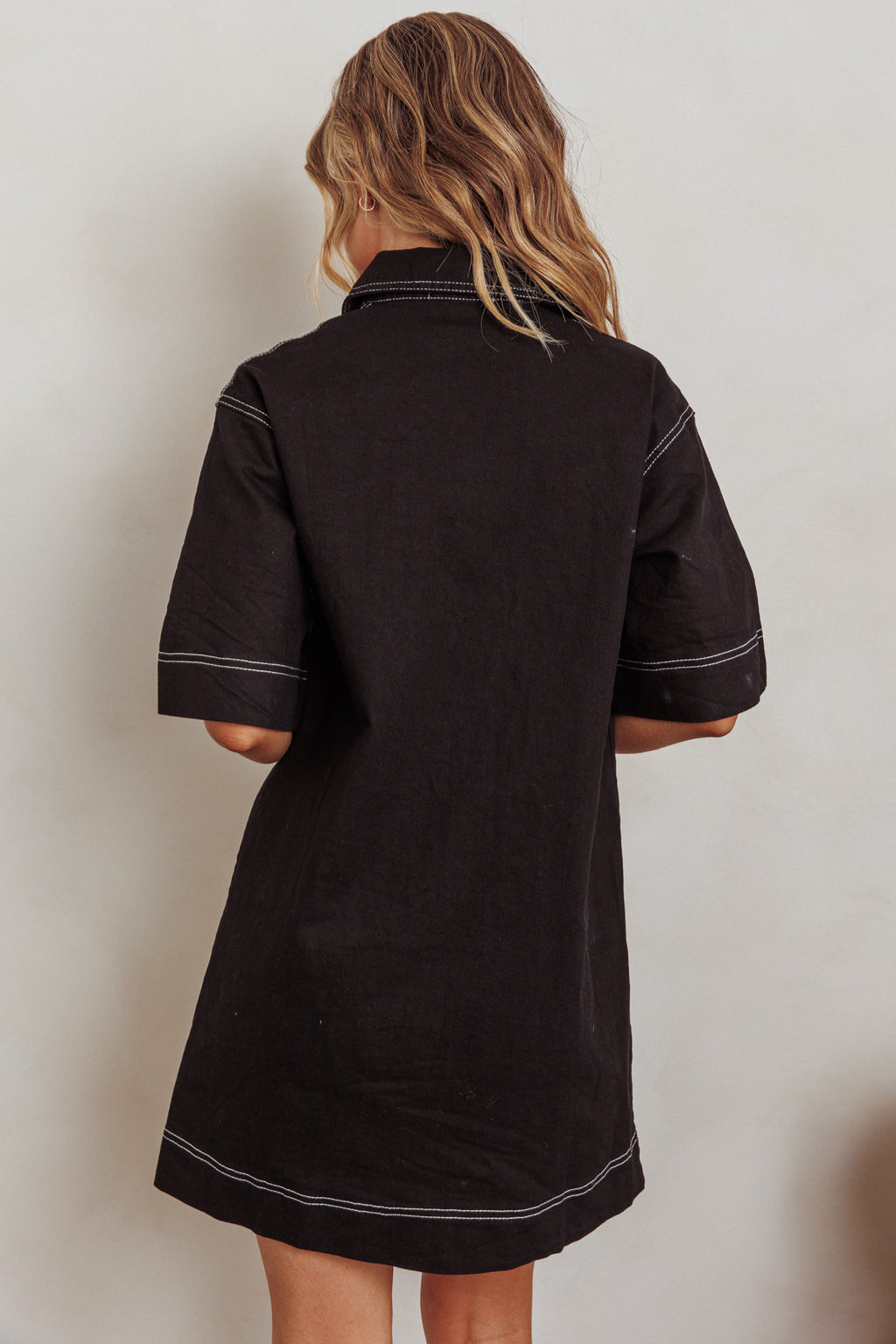 Admiration Contrast Stitching Boxy Mini Dress Black by Selfie Leslie Australia