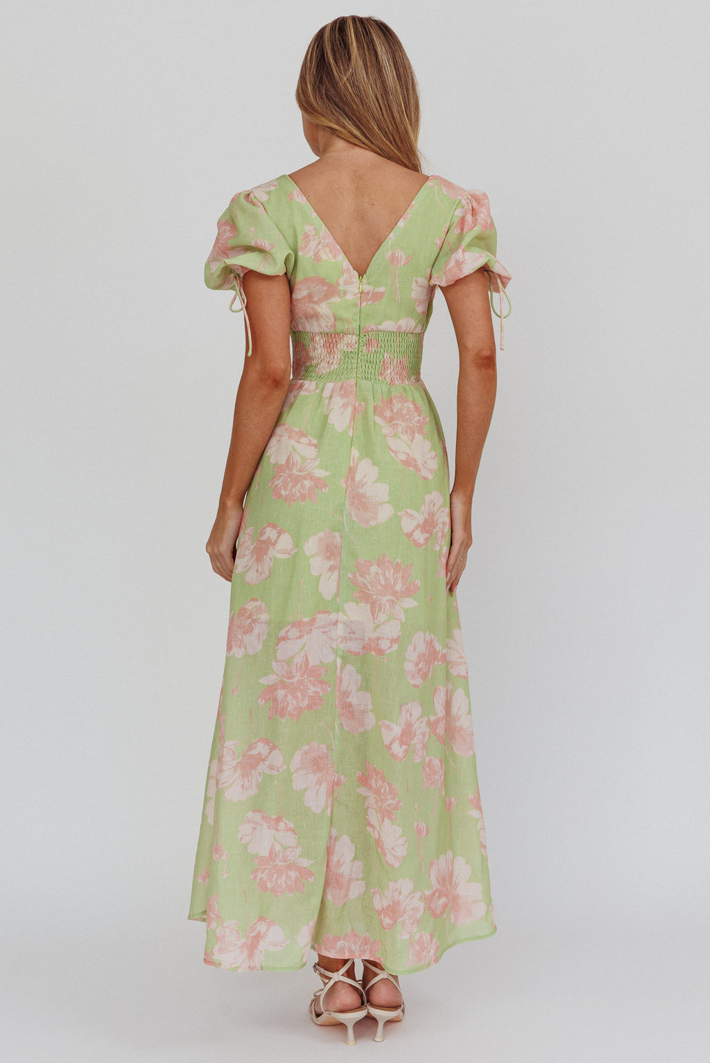 Loveberry Puff Sleeve A-Line Maxi Dress Green by Selfie Leslie Australia