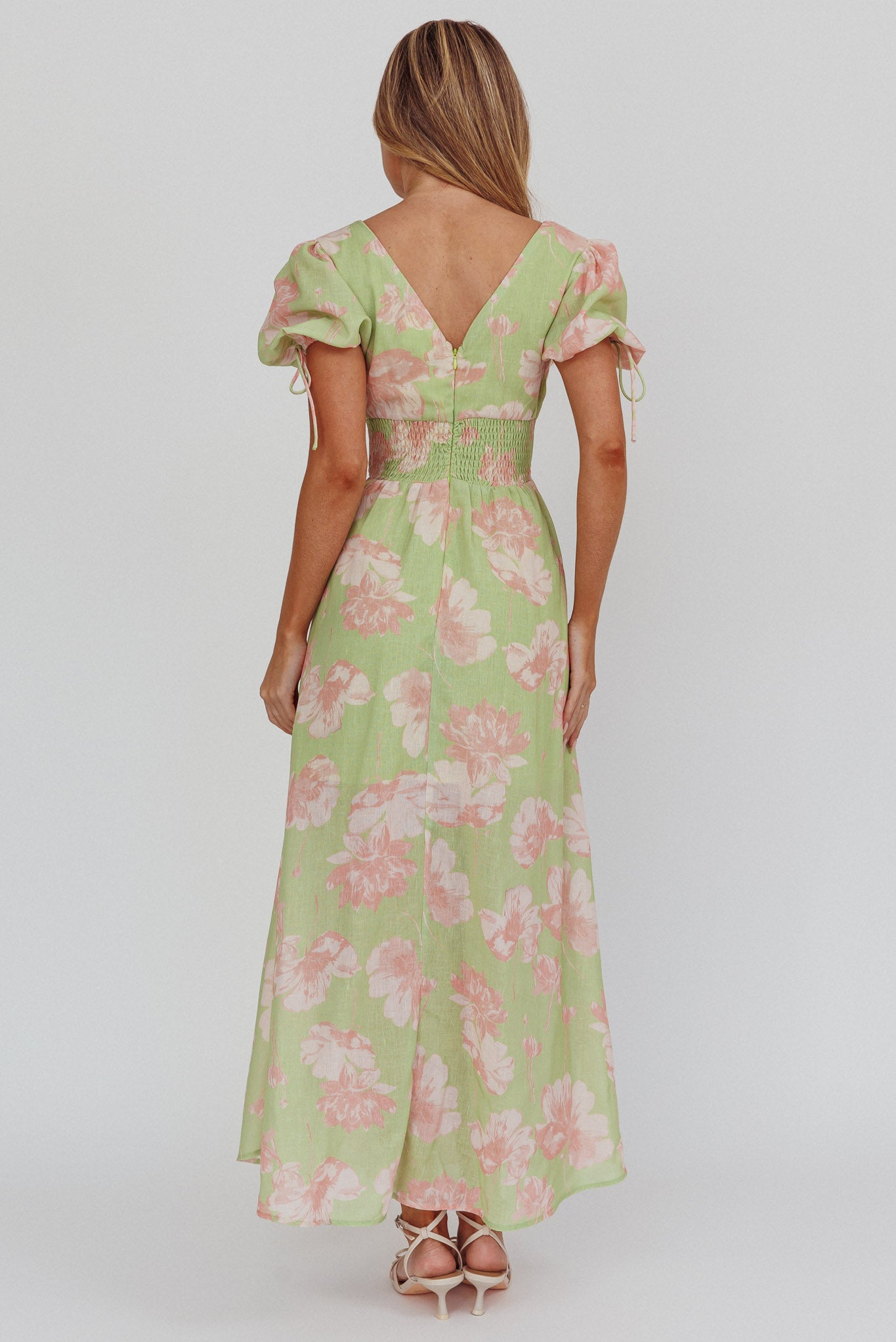 Loveberry Puff Sleeve A-Line Maxi Dress Green by Selfie Leslie Australia