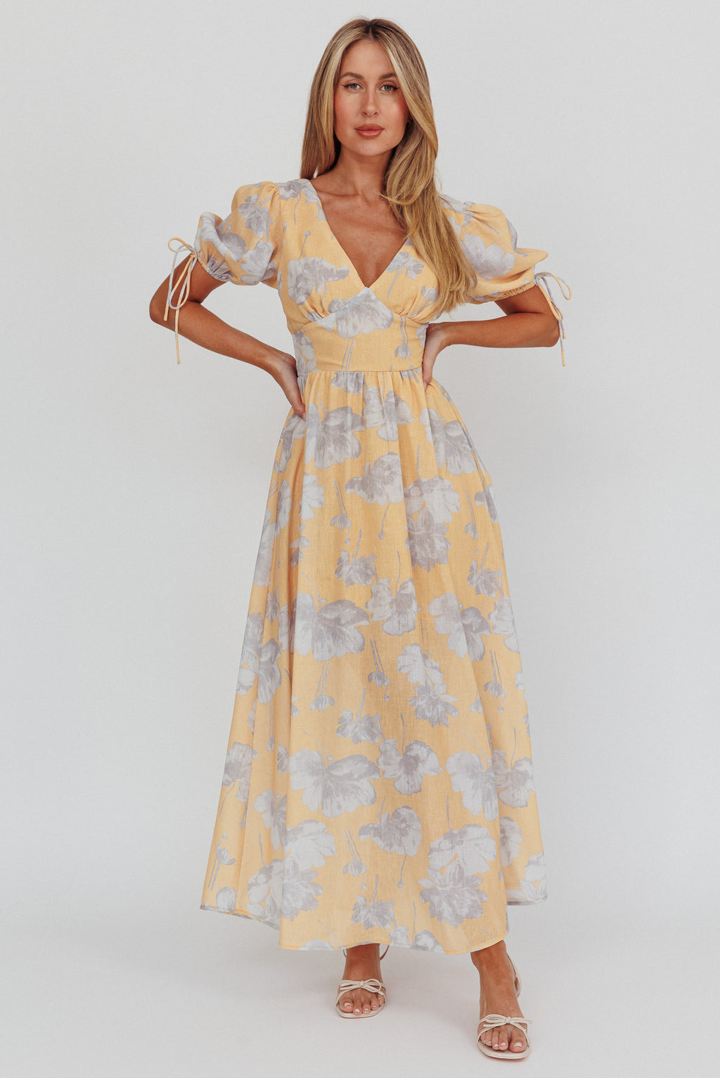 Loveberry Puff Sleeve A-Line Maxi Dress Pumpkin by Selfie Leslie Australia