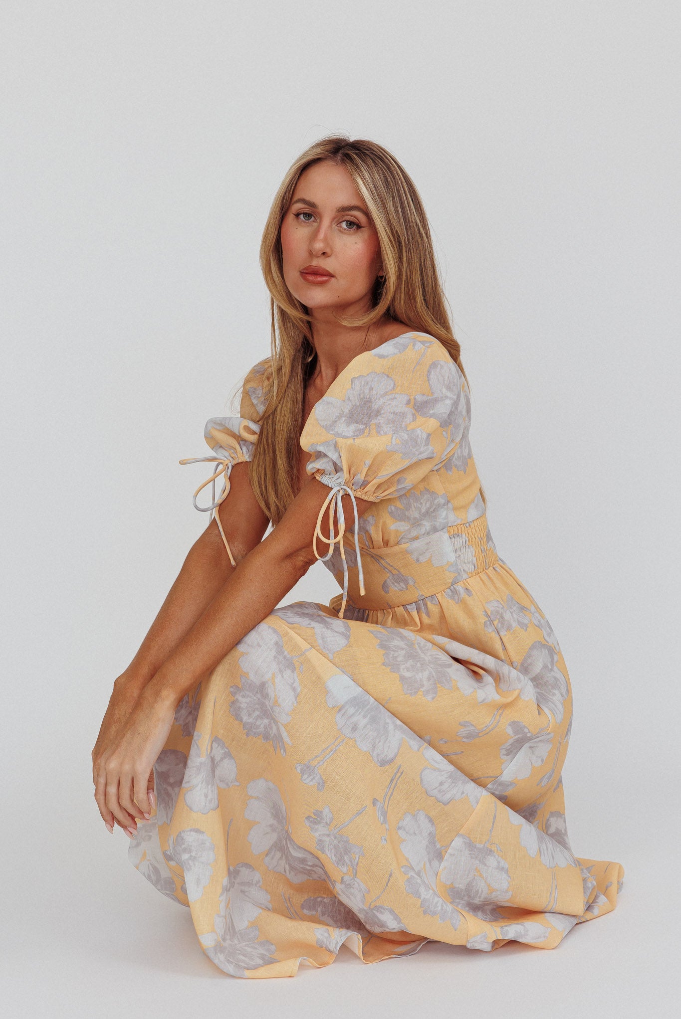 Loveberry Puff Sleeve A-Line Maxi Dress Pumpkin– Selfie Leslie