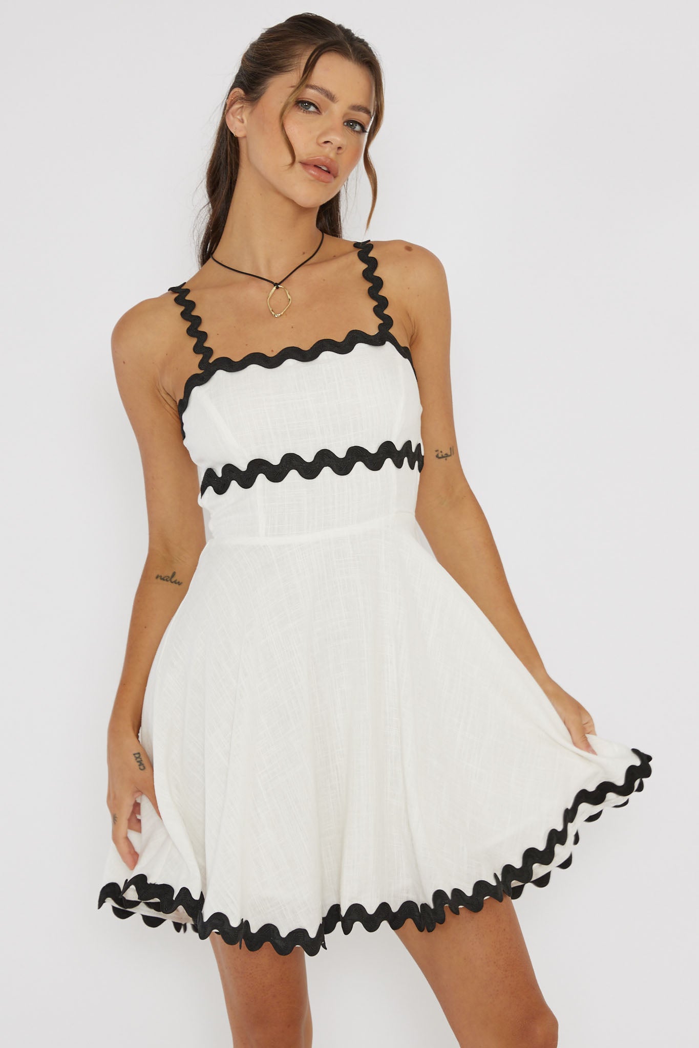 Won Me Over Ric Rac Trim Mini Dress White by Selfie Leslie Australia