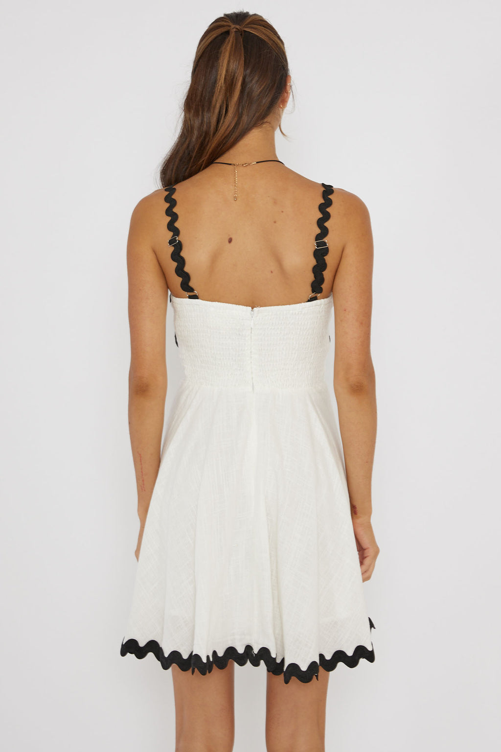 Won Me Over Ric Rac Trim Mini Dress White by Selfie Leslie Australia