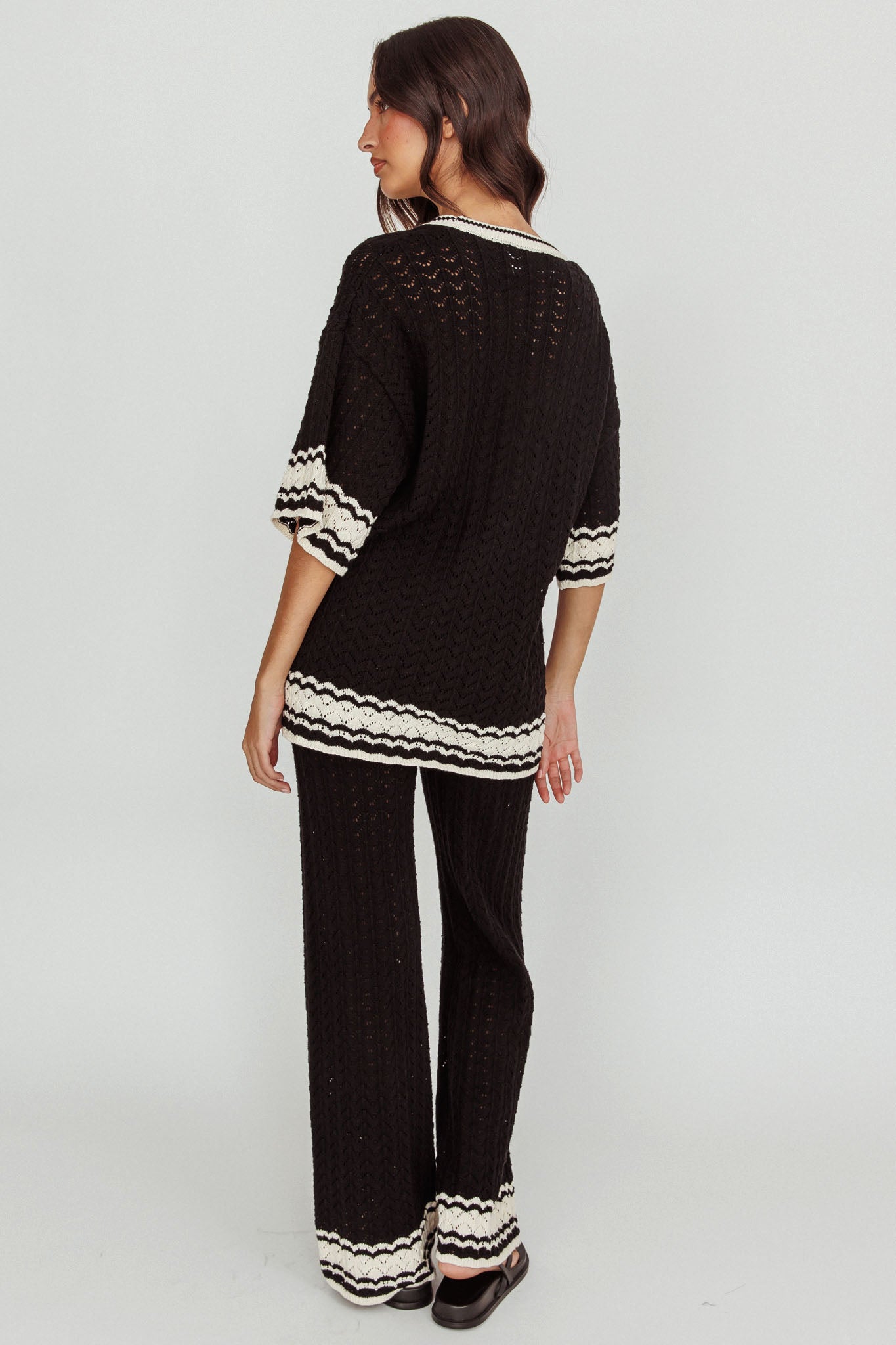 Rhodes Cotton Straight Leg Knit Pants Black by Selfie Leslie Australia