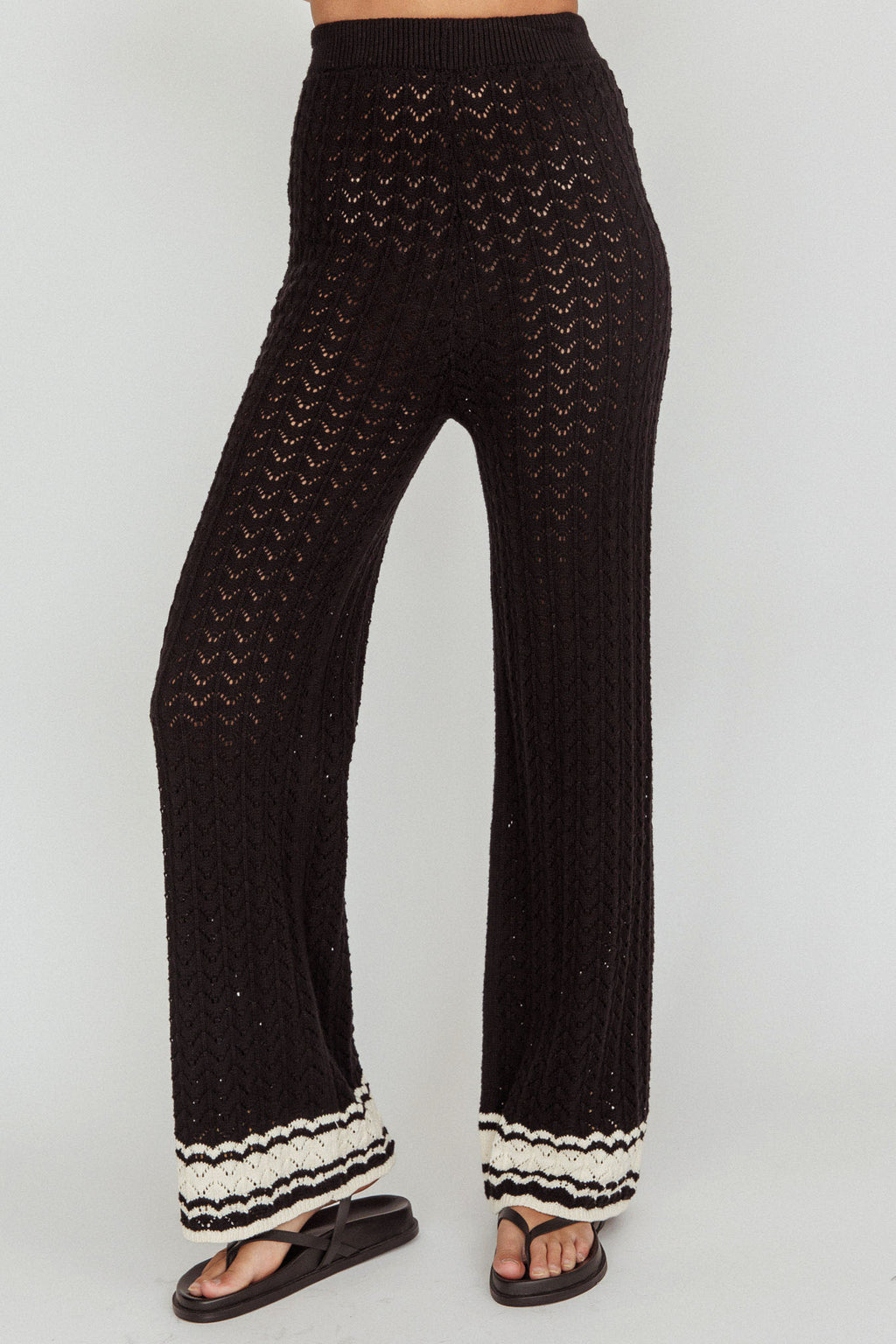 Rhodes Cotton Straight Leg Knit Pants Black by Selfie Leslie Australia